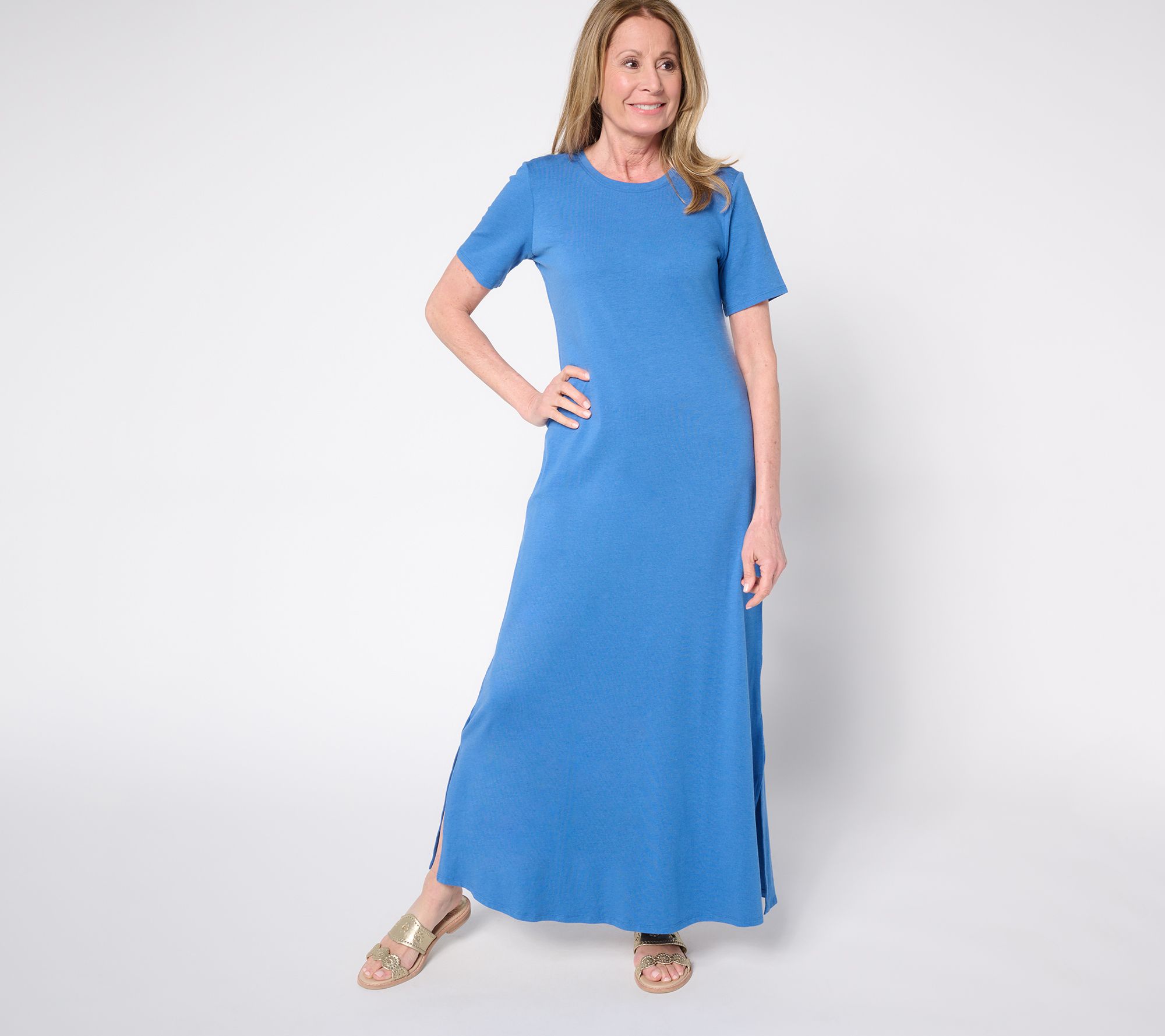 Denim & Co. Beach Tall Printed Jersey Short Slv Maxi Dress