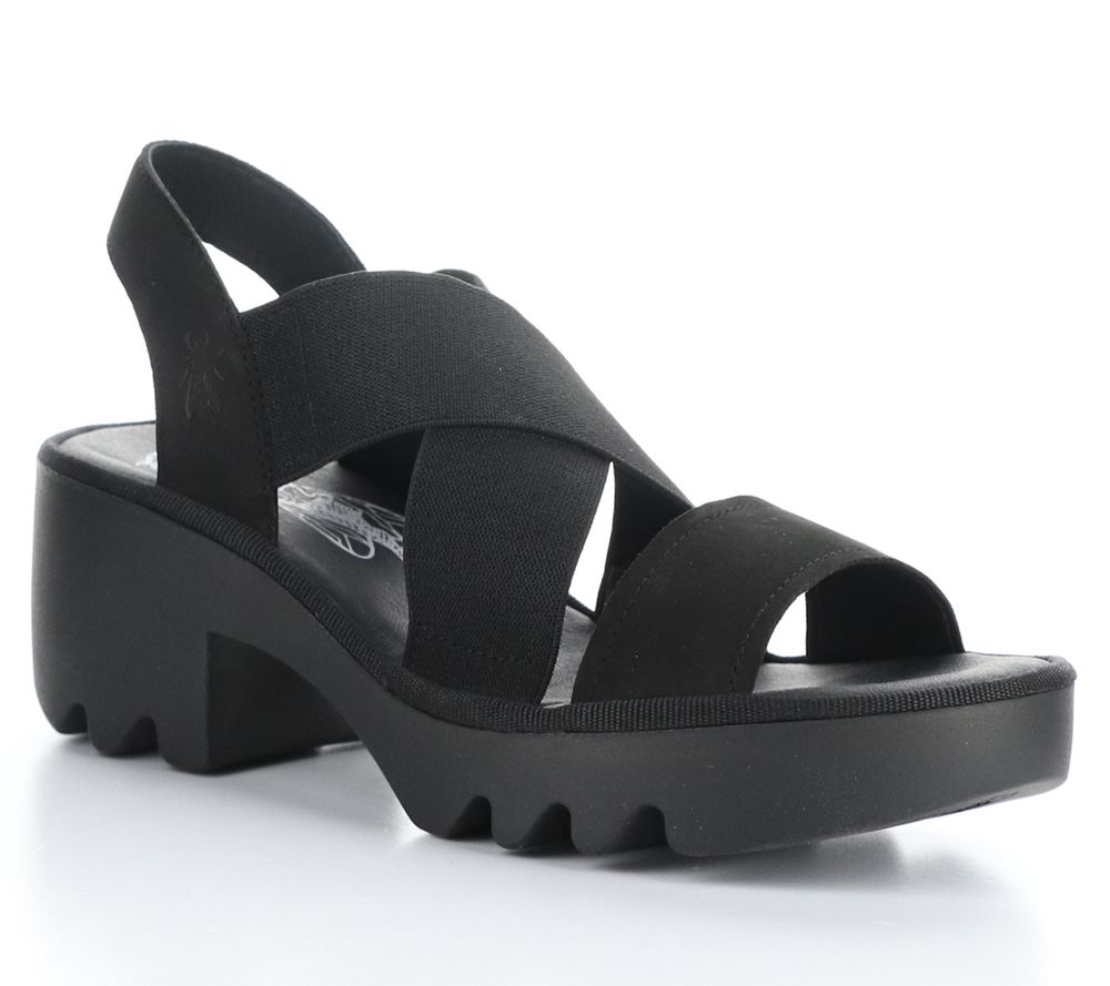 Fly London Elastic and Leather Lug Sandal - Taji