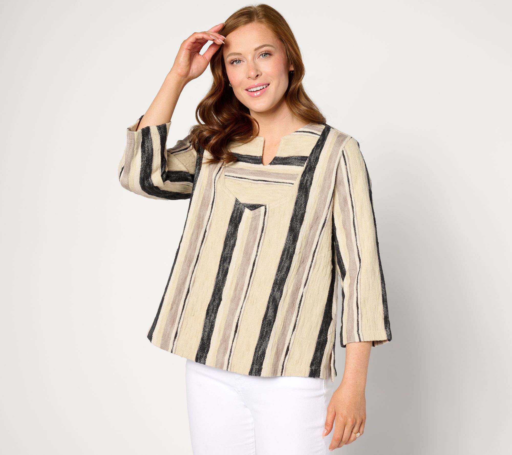 LOGO by Lori Goldstein Beach to Street Striped Pullover