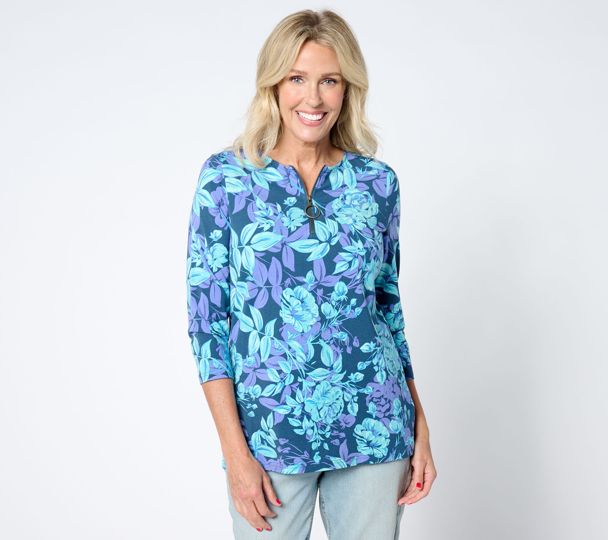 Belle by Kim Gravel TripleLuxe Knit Life is Rosey Zip