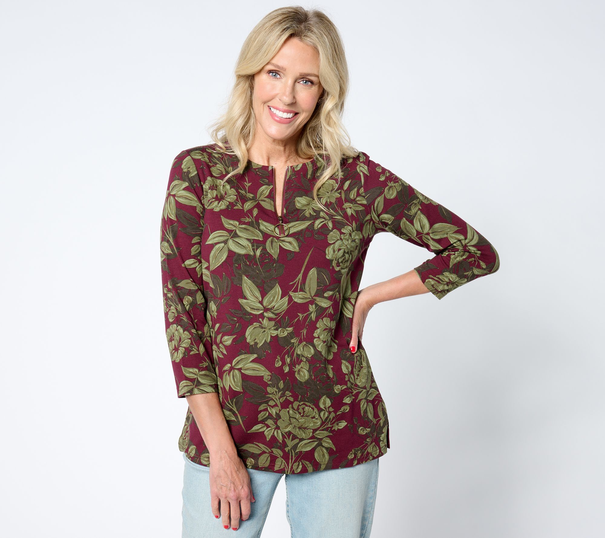 Belle by Kim Gravel TripleLuxe Knit Life is Rosey Zip