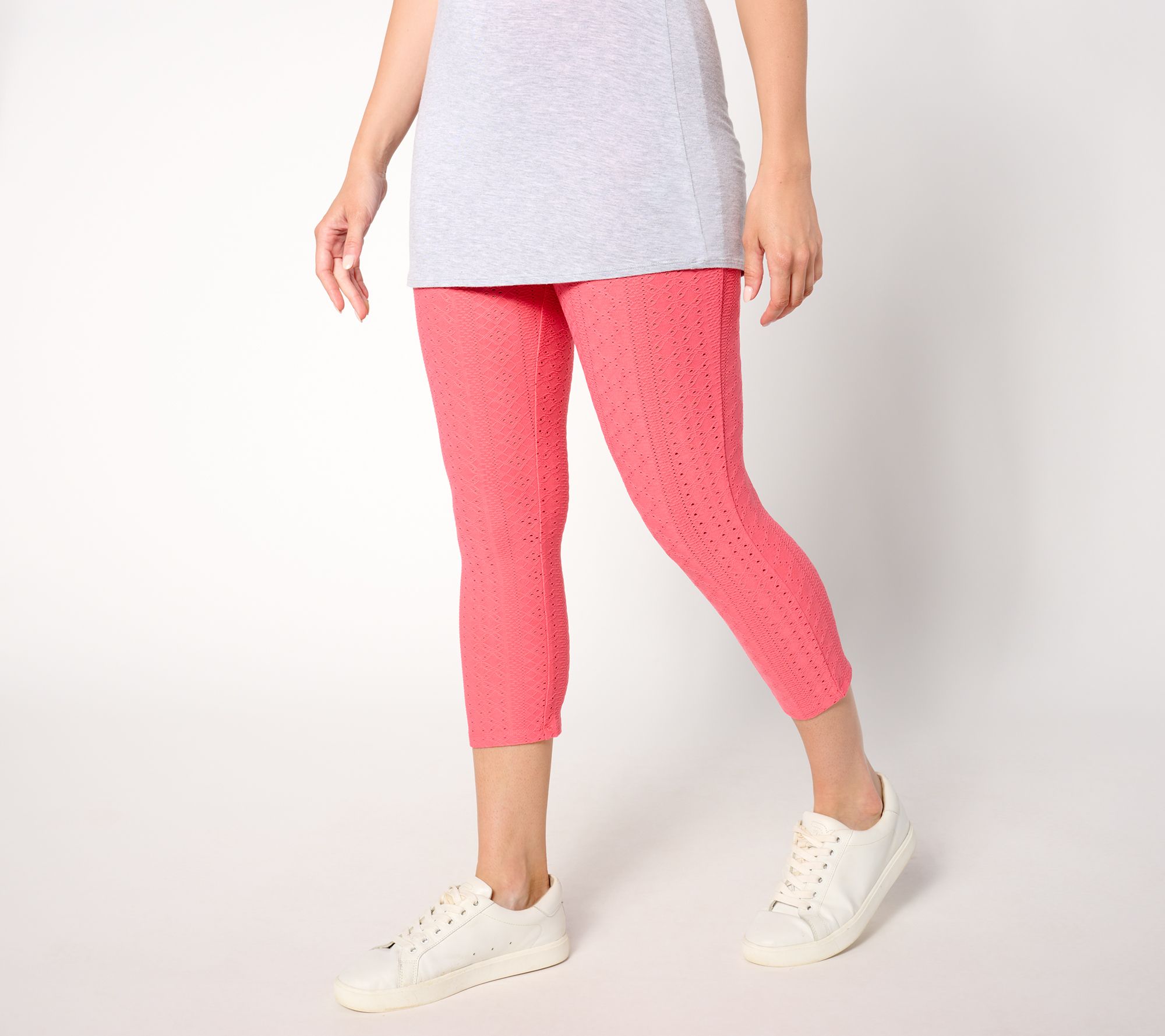 LOGO Layers by Lori Goldstein Petite Stretch Lace Capri Legging QVC