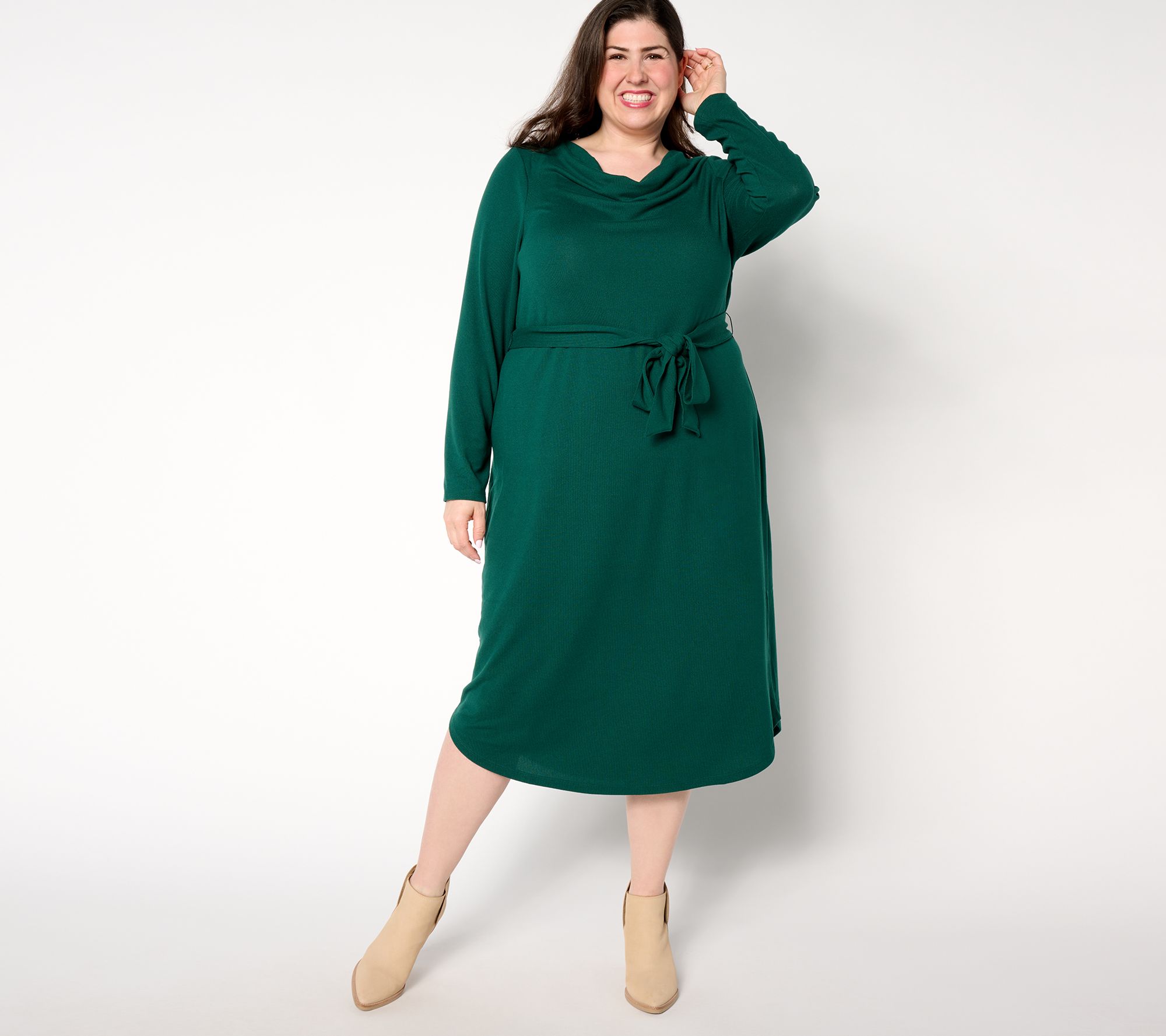 Denim & Co. Regular Heavenly Jersey Long-Sleeve Midi Dress