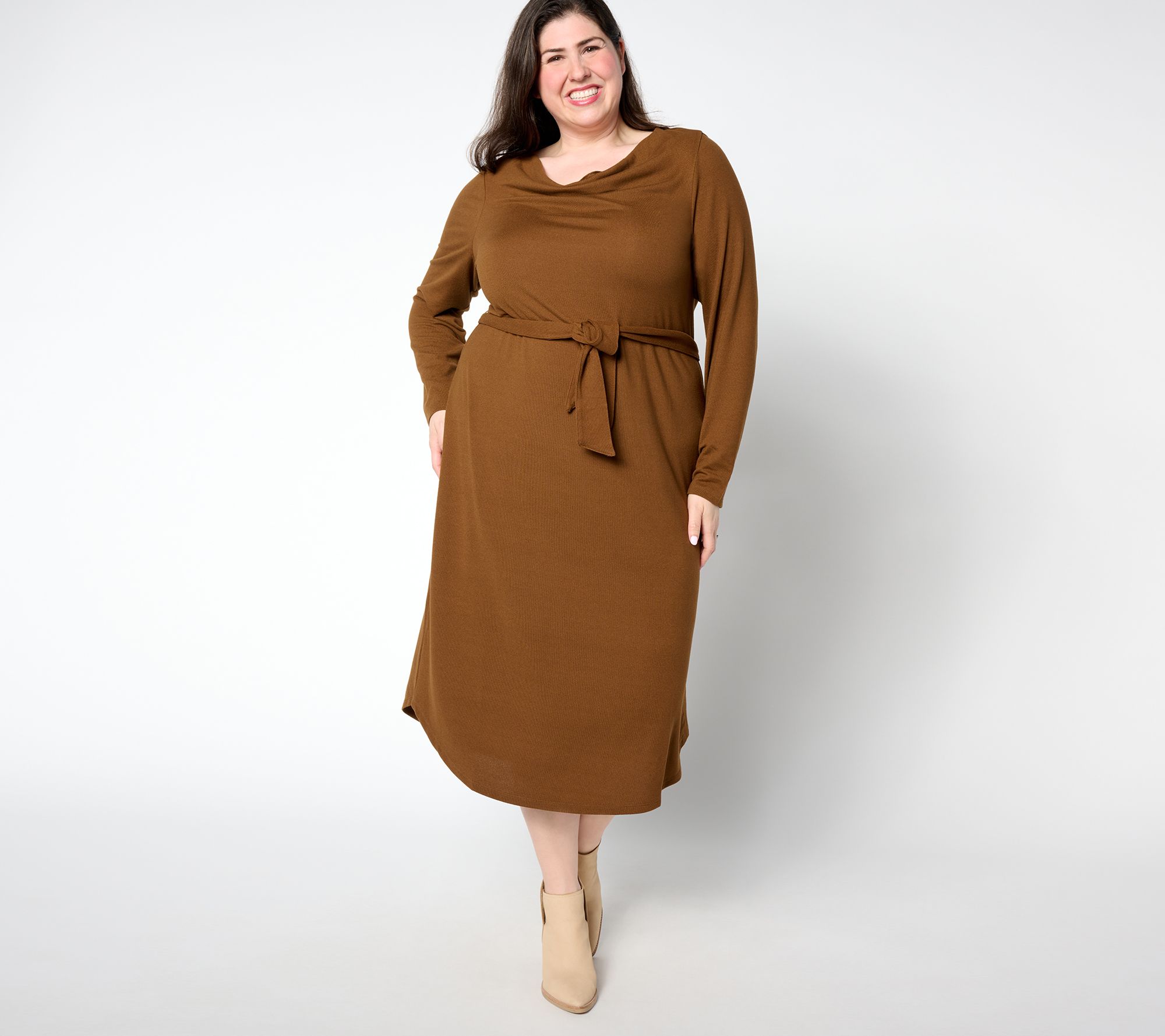 Denim & Co. Regular Heavenly Jersey Long-Sleeve Midi Dress