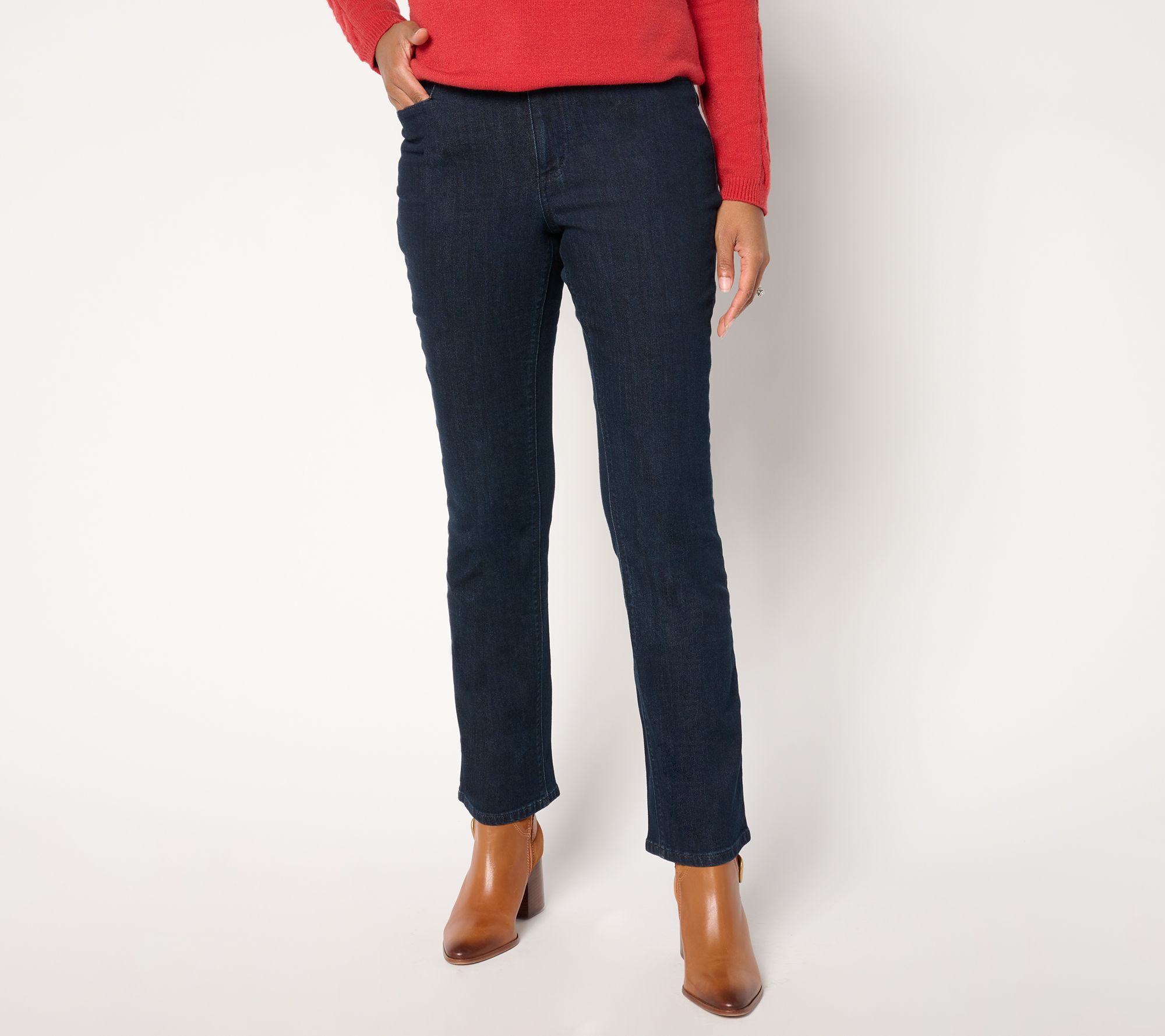  Susan Graver Stretch Denim Petite Classic Boot Cut Jean - Indigo