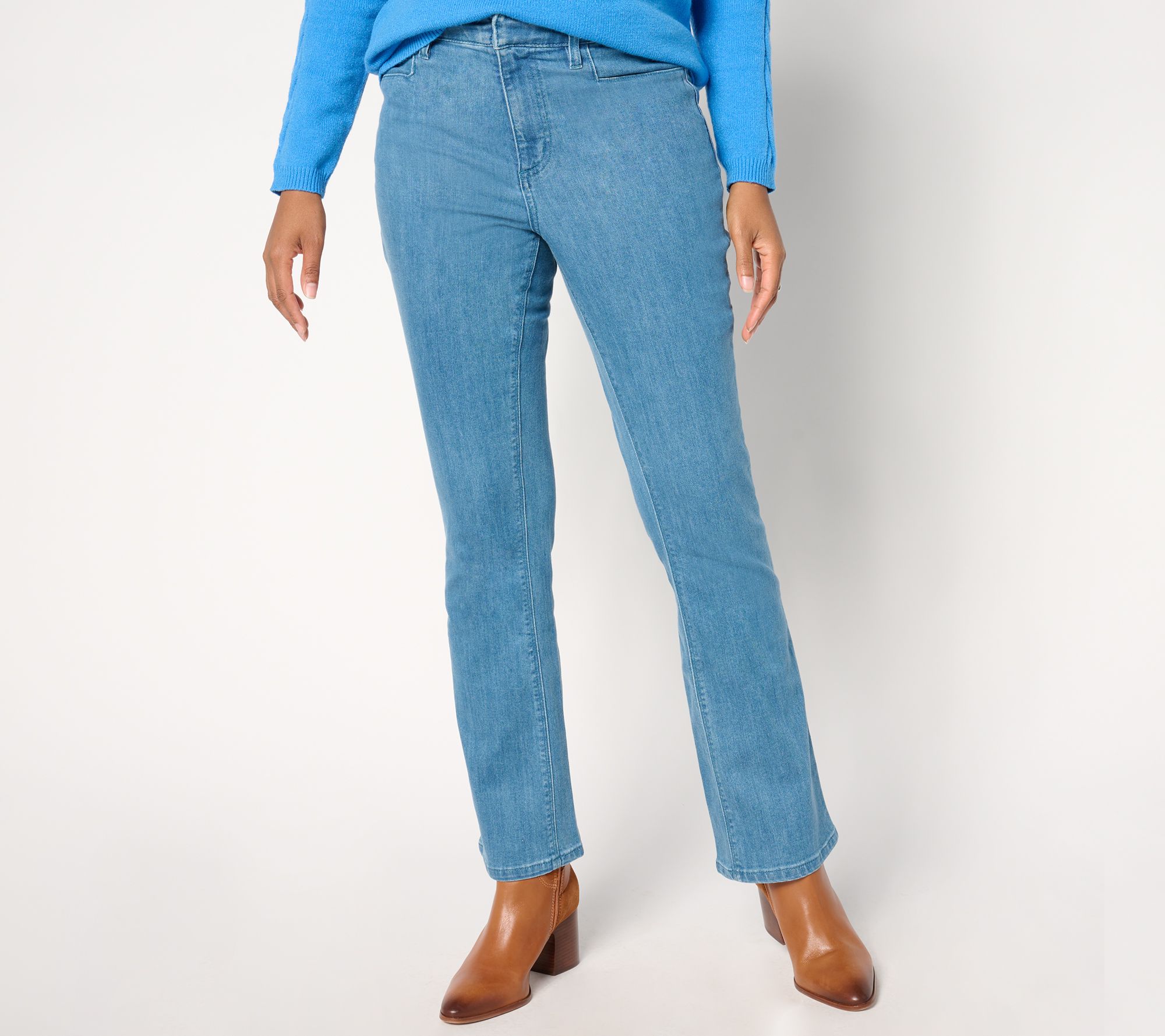 Susan Graver Stretch Denim Petite Classic Boot Cut Jean - Indigo
