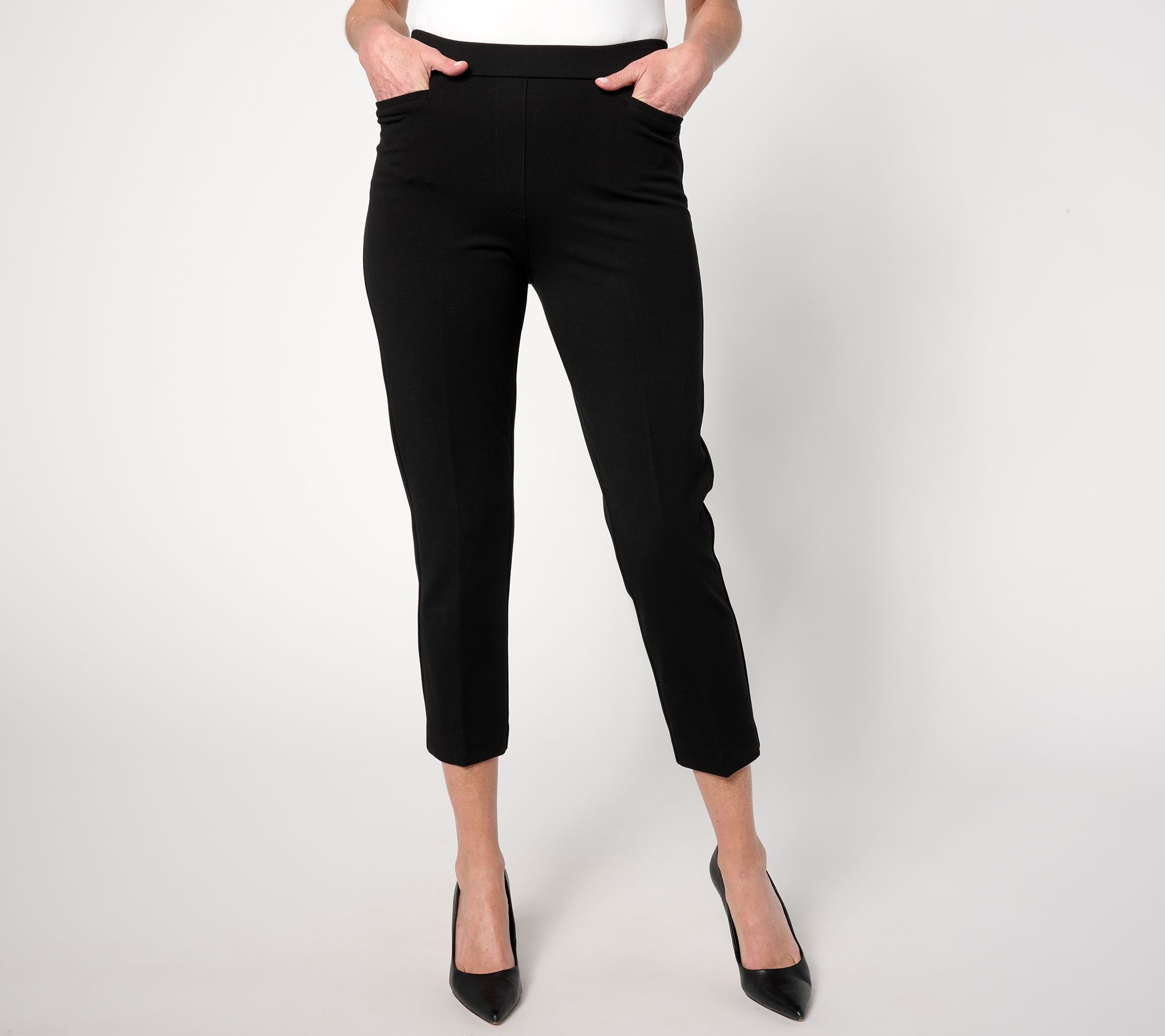 "As Is" Susan Graver Regular Status Stretch Ponte Knit Crop Pants