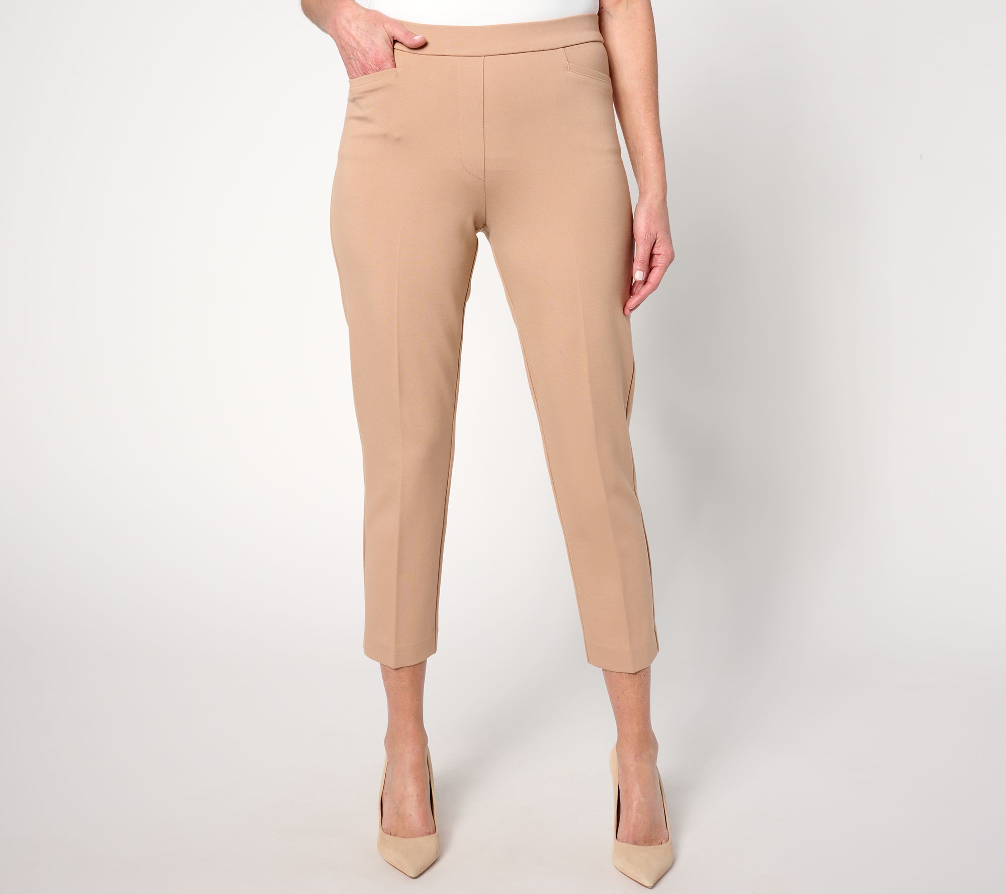 "As Is" Susan Graver Regular Status Stretch Ponte Knit Crop Pants