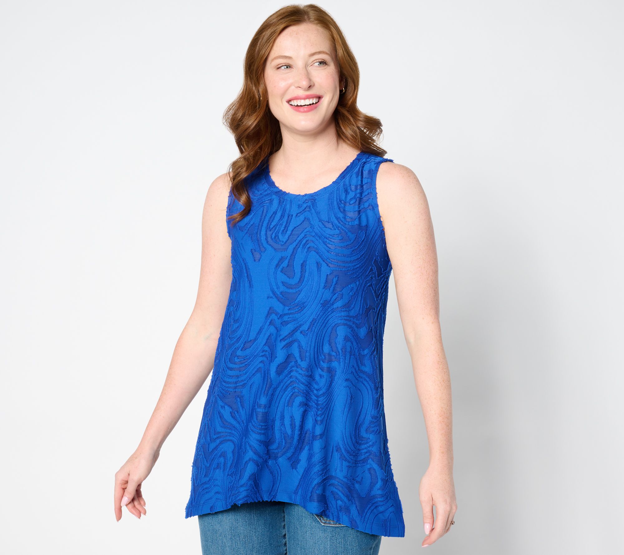 LOGO by Lori Goldstein Sleeveless Crew Neck Jacquard Top