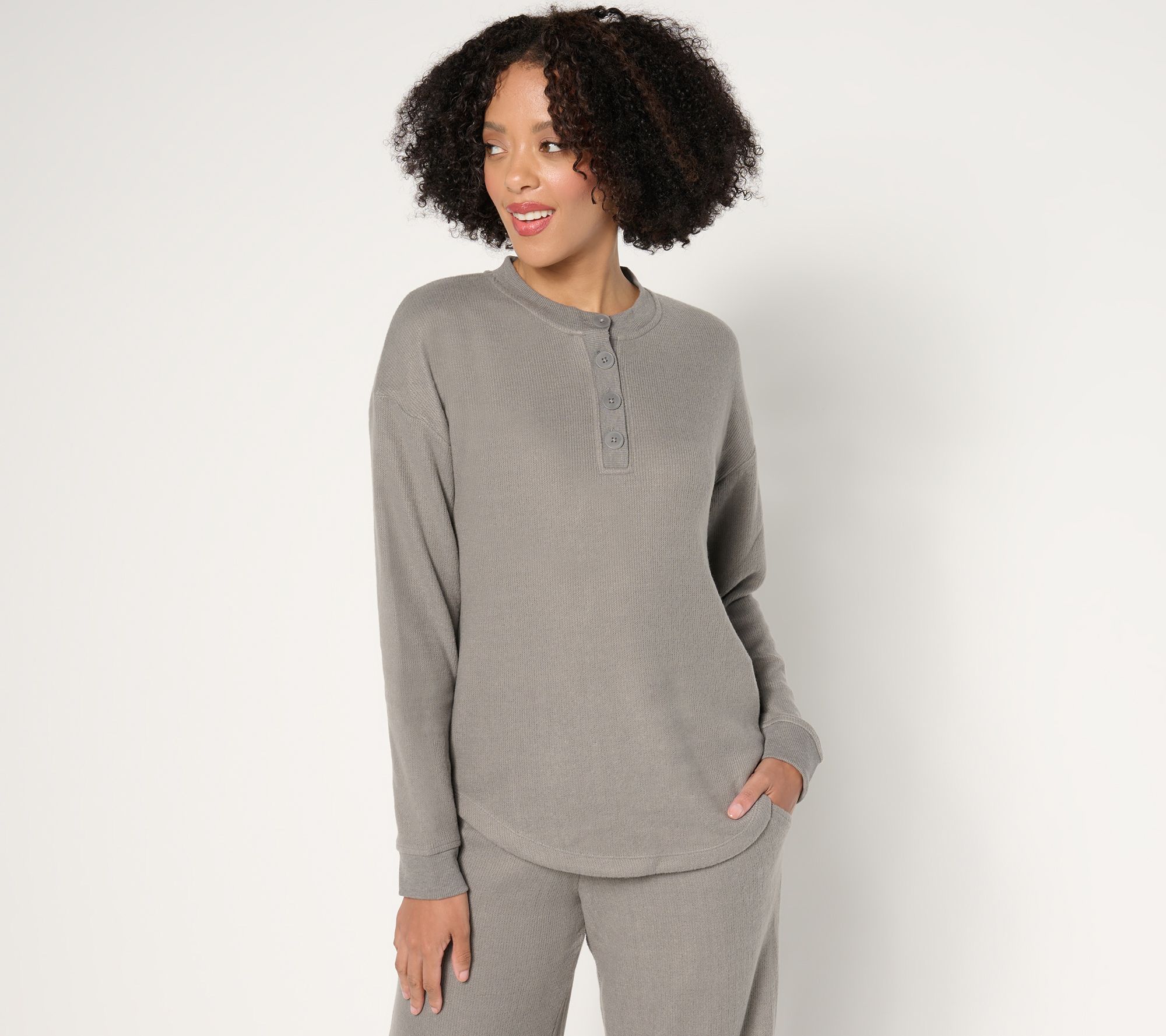 Cuddl Duds Jersey Back Sweater Henley Pullover