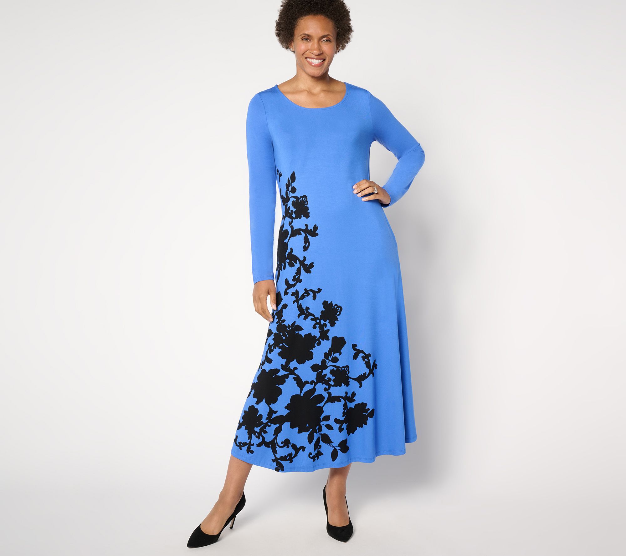 Attitudes by Renee Petite Knit Placed Floral Dress