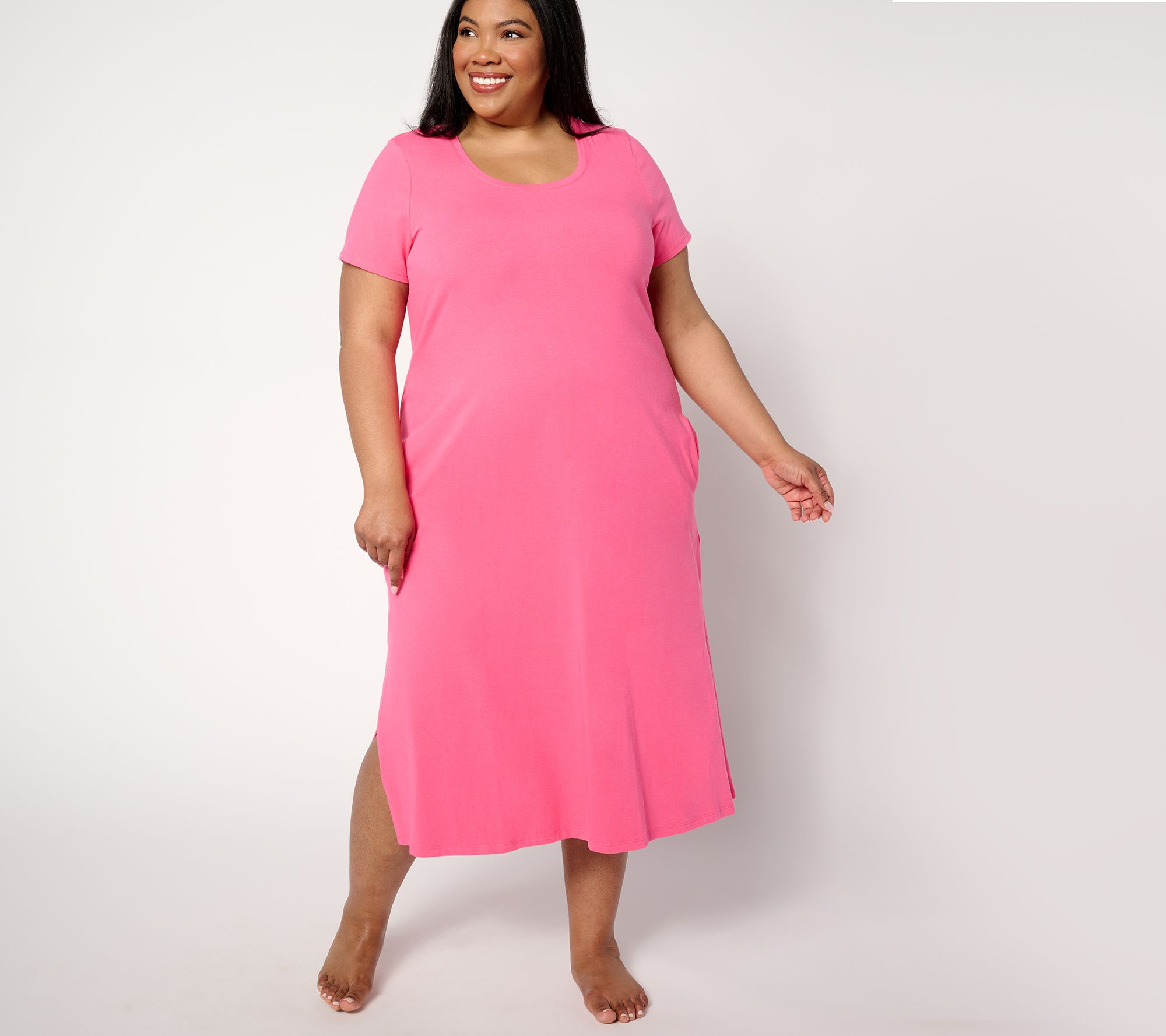 "As Is" Cuddl Duds Cottonwear Midi Lounge Dress