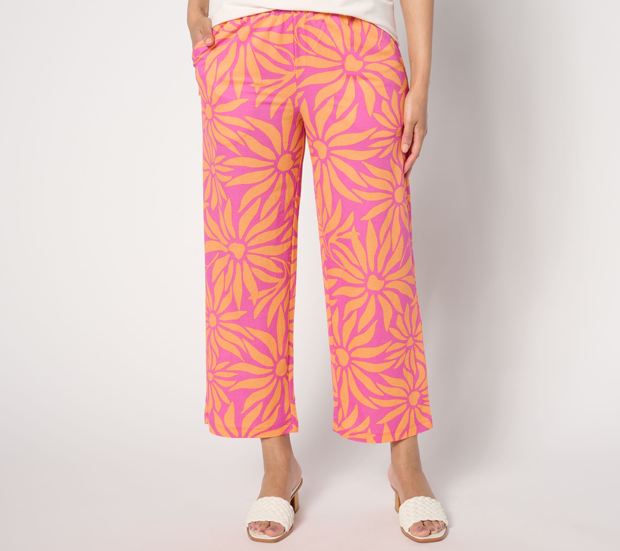 "As Is" Belle Beach by Kim Gravel Reg Cabana Knit Cropped Pants