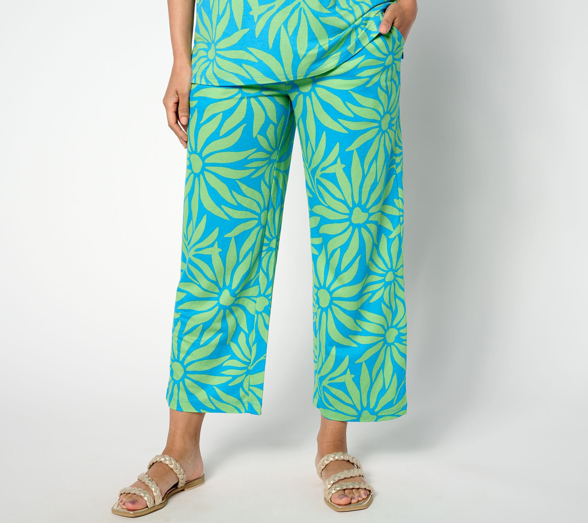 "As Is" Belle Beach by Kim Gravel Reg Cabana Knit Cropped Pants