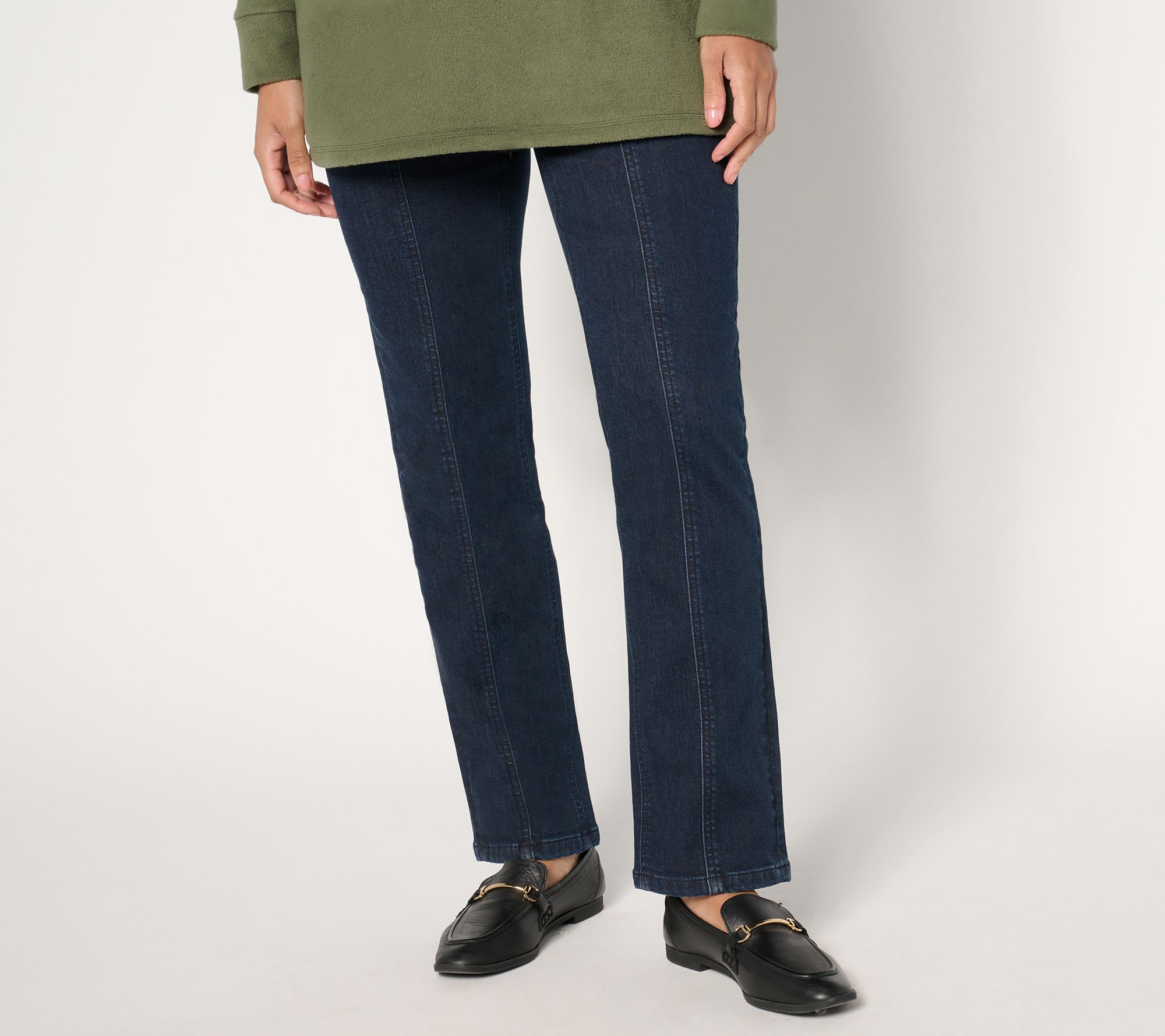 Denim & Co. Tall Indigo Cozy Touch Straight Leg Jean w/ Seaming