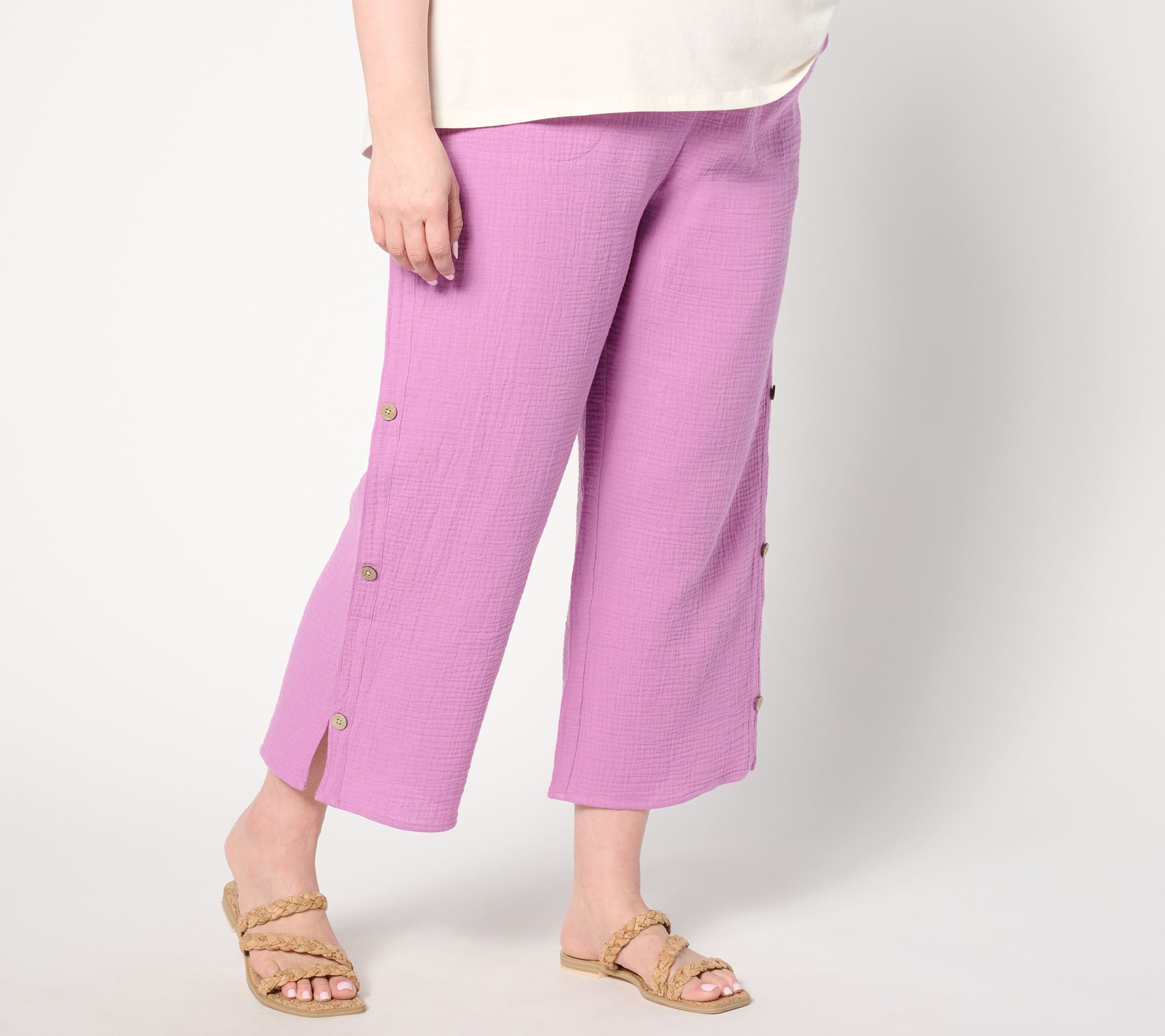 "As Is" Denim & Co. By the Beach Petite Gauze Crop Pant