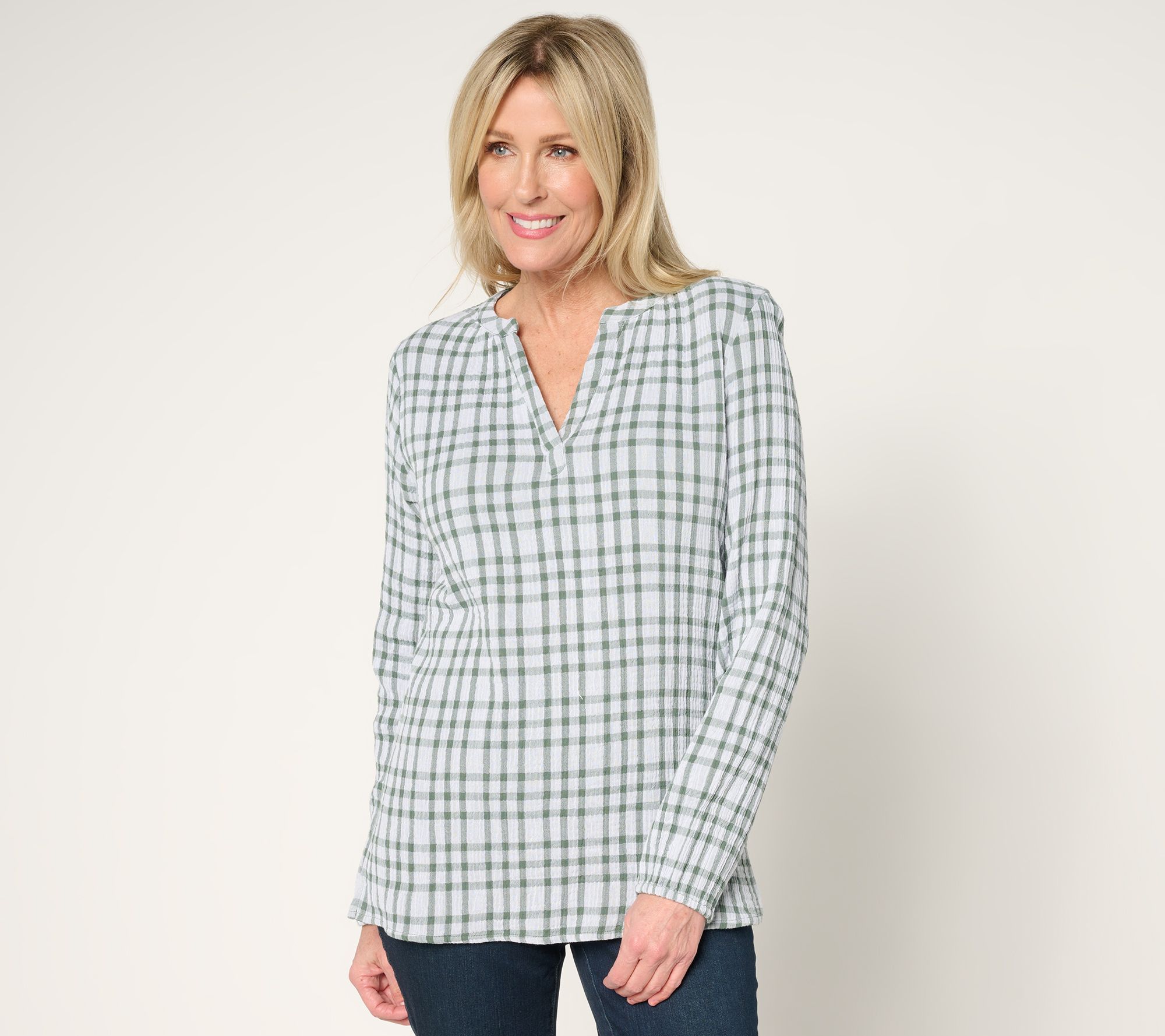 Belle by Kim Gravel Pucker Perfect Plaid 100% Cotton Popover