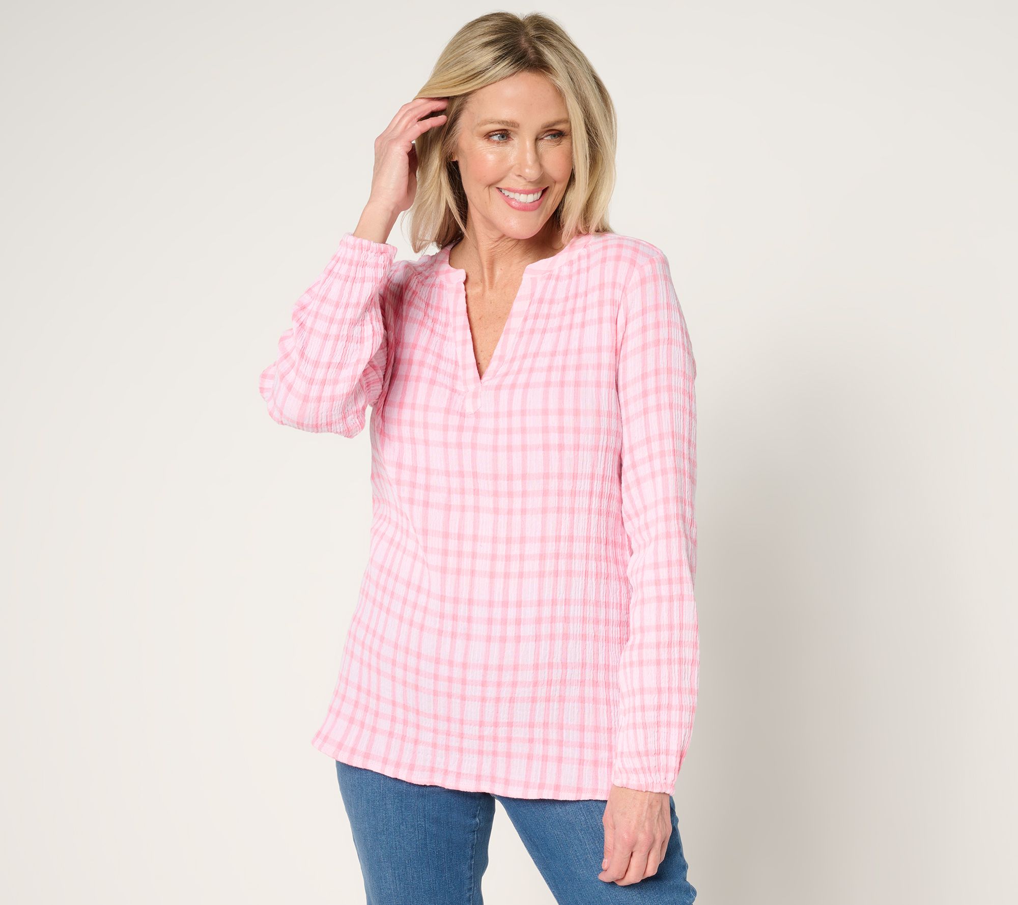 Belle by Kim Gravel Pucker Perfect Plaid 100% Cotton Popover