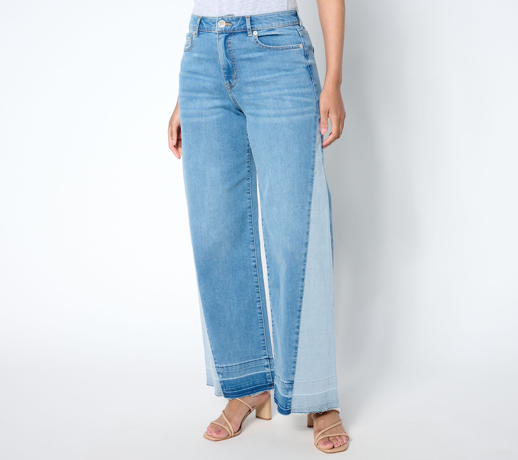 "As Is" LOGO by Lori Goldstein Reg Wide Leg Ankle w/Release Hem Jean