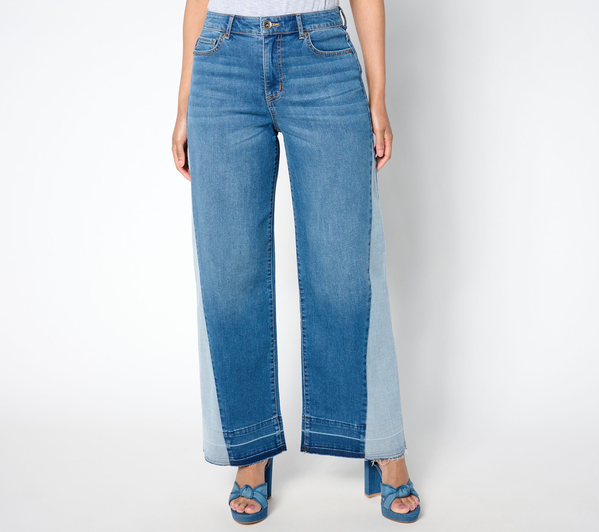 "As Is" LOGO by Lori Goldstein Reg Wide Leg Ankle w/Release Hem Jean