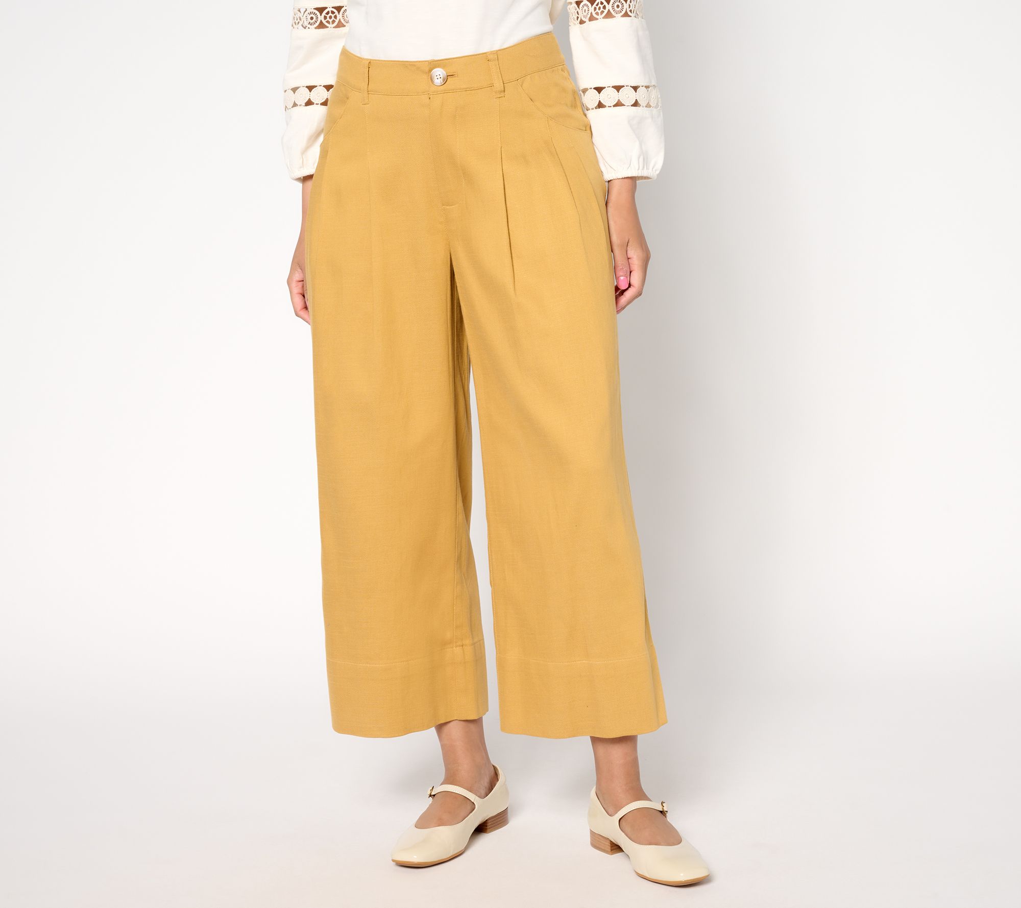 Me by Jennie Garth Regular Cara Twill Cropped Wide Leg Pants