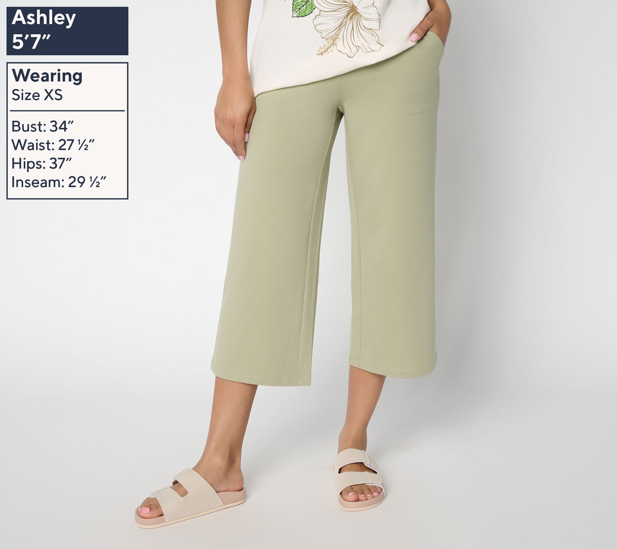 Denim & Co. EasyWear French Terry Wide Leg Crop Pant - QVC.com