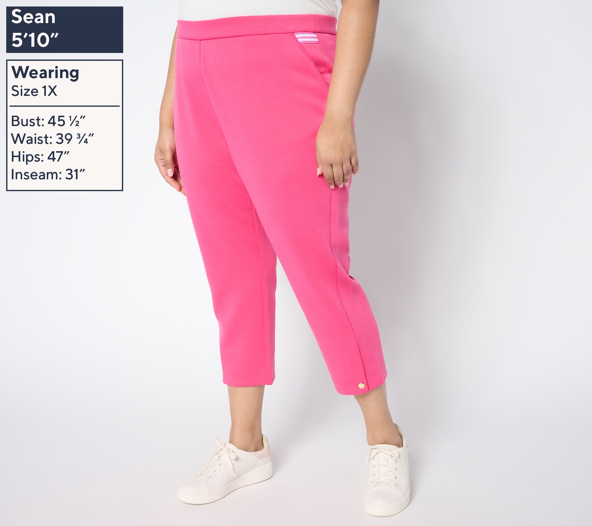Isaac Mizrahi Live! Clubhouse Scuba Knit Slim Straight Cropped