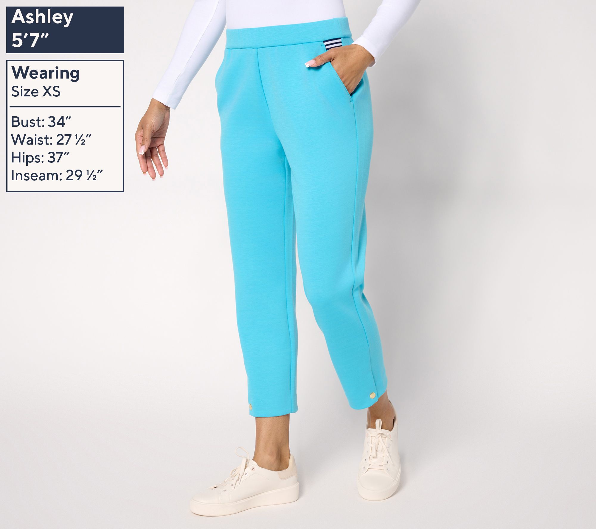 Isaac Mizrahi Live! Clubhouse Scuba Knit Slim Straight Cropped