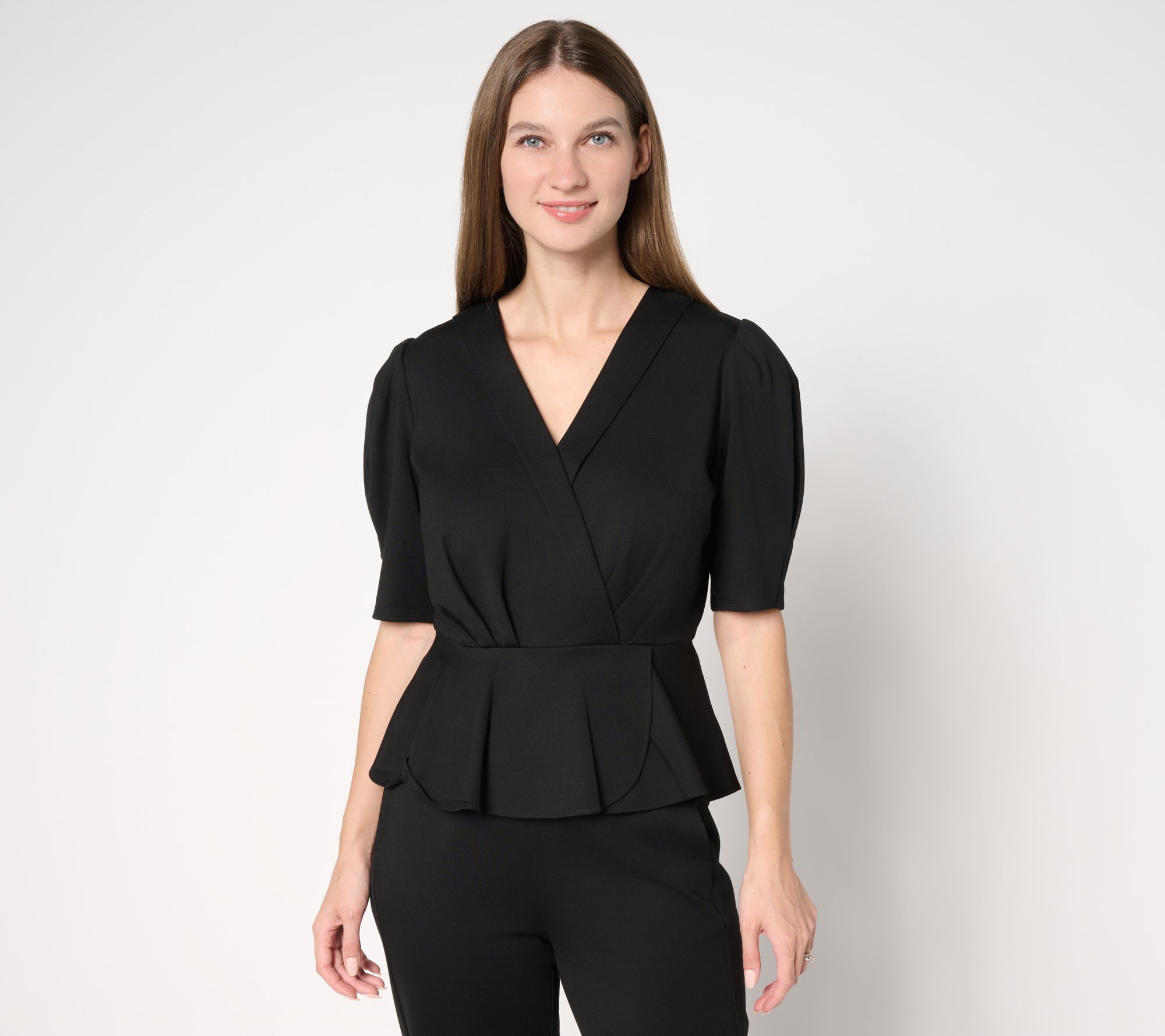 by Stacy London Lightweight Ponte Short Sleeve Top