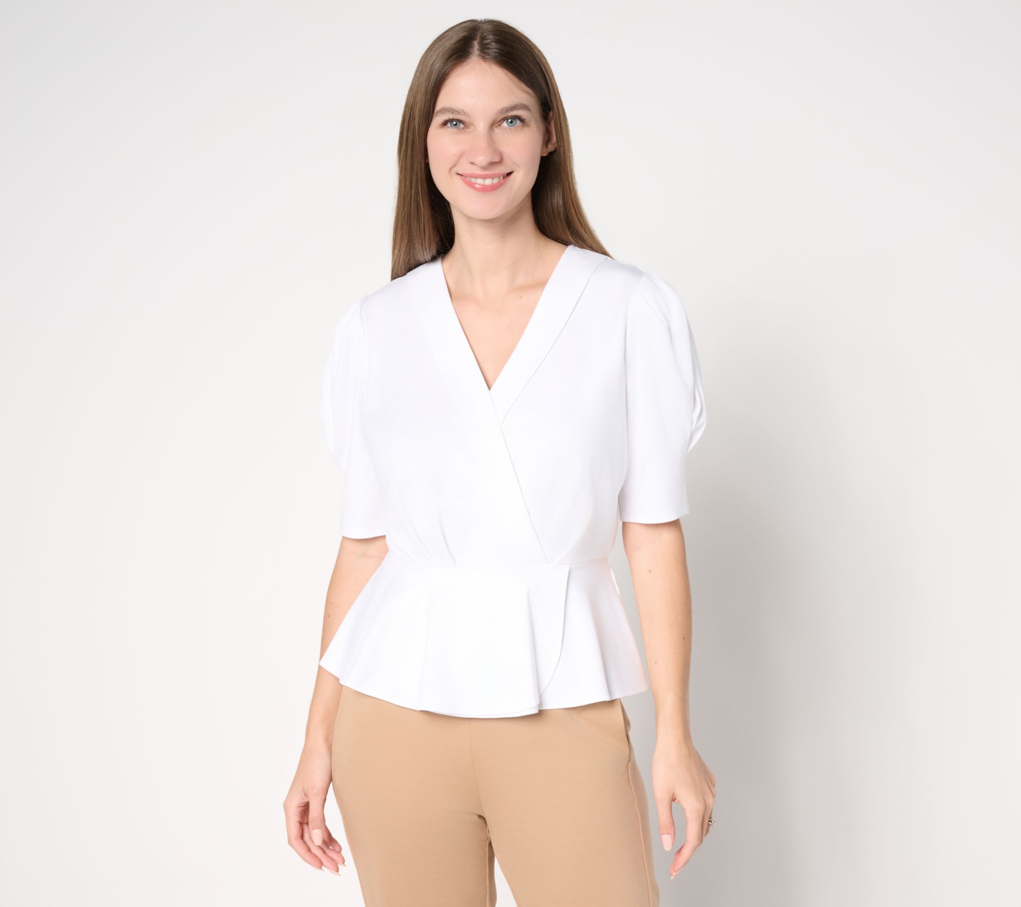 by Stacy London Lightweight Ponte Short Sleeve Top