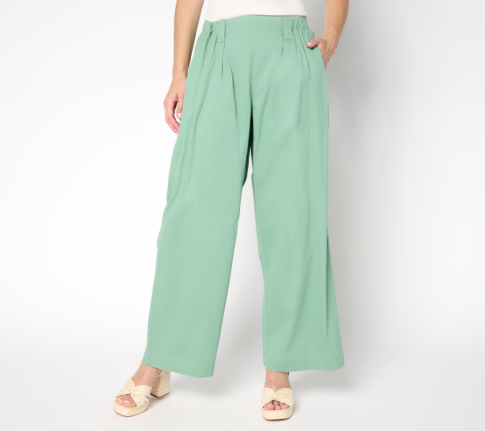 LOGO by Lori Goldstein Petite Textured Full Length Pants
