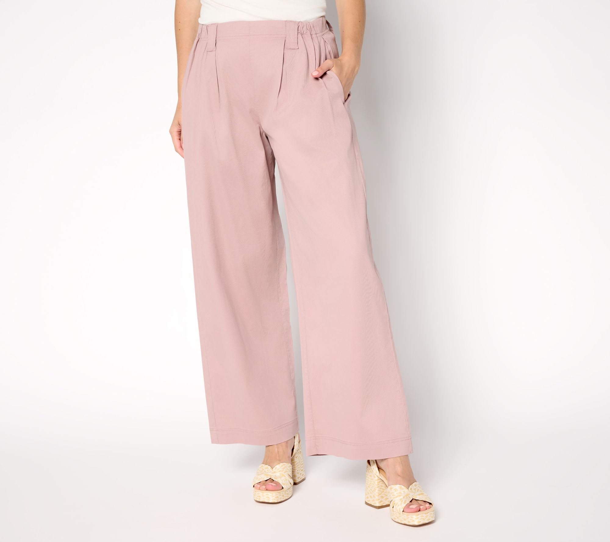 LOGO by Lori Goldstein Petite Textured Full Length Pants