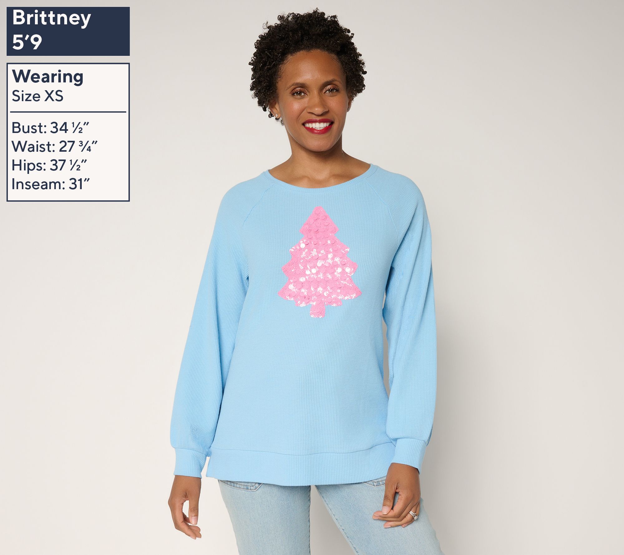 Quacker Factory Dreaming of a Pink Christmas Waffle Top - QVC.com