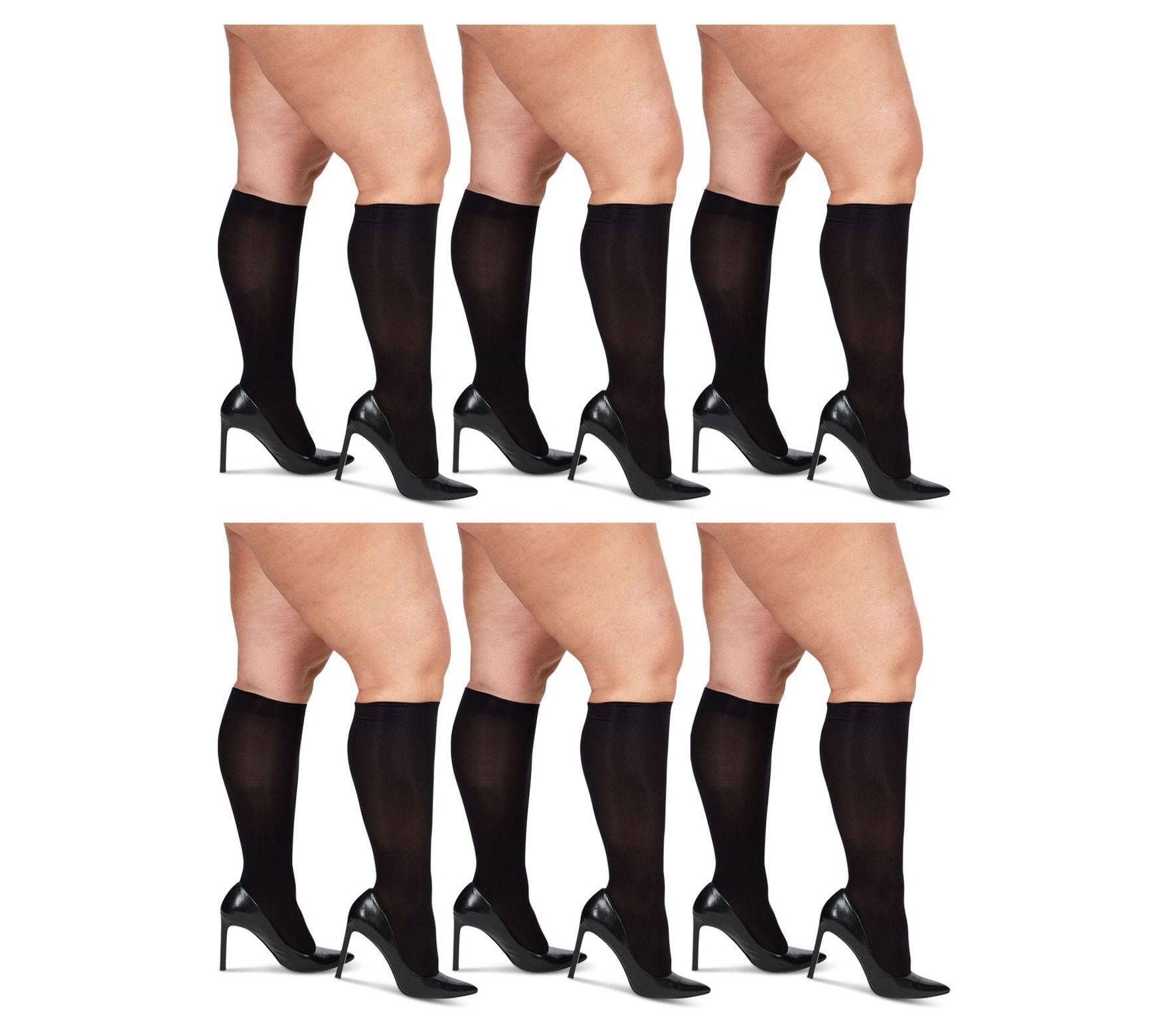 MeMoi Set of 6 Curvy Opaque Knee-High Trouser Socks