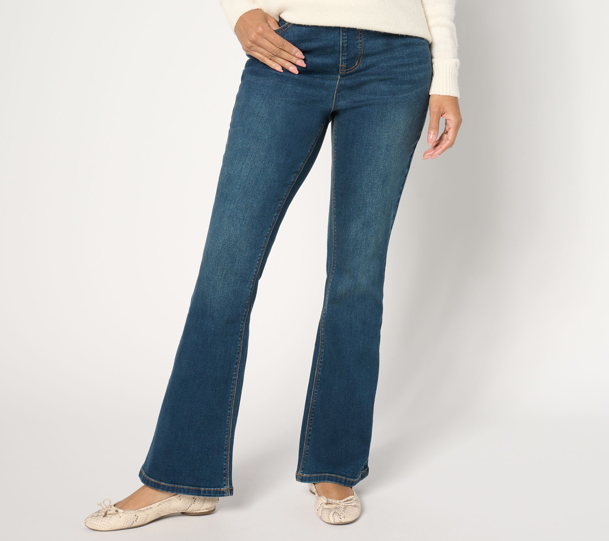 "As Is" Isaac Mizrahi Live! Regular True Denim Indigo Flare Jeans