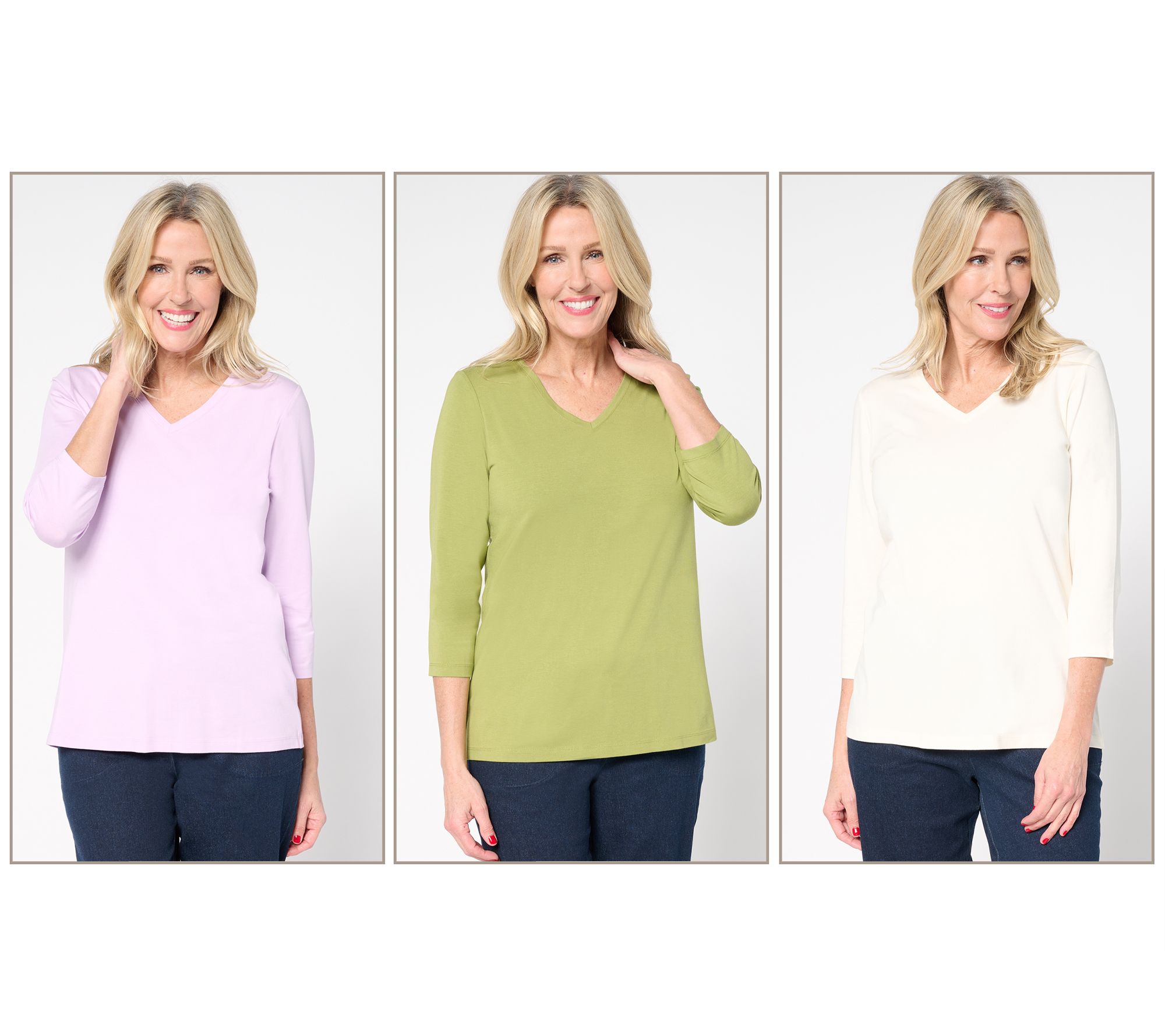 "As Is" Denim & Co. Essentials So Soft Jersey 3-Pack V-Neck Tops