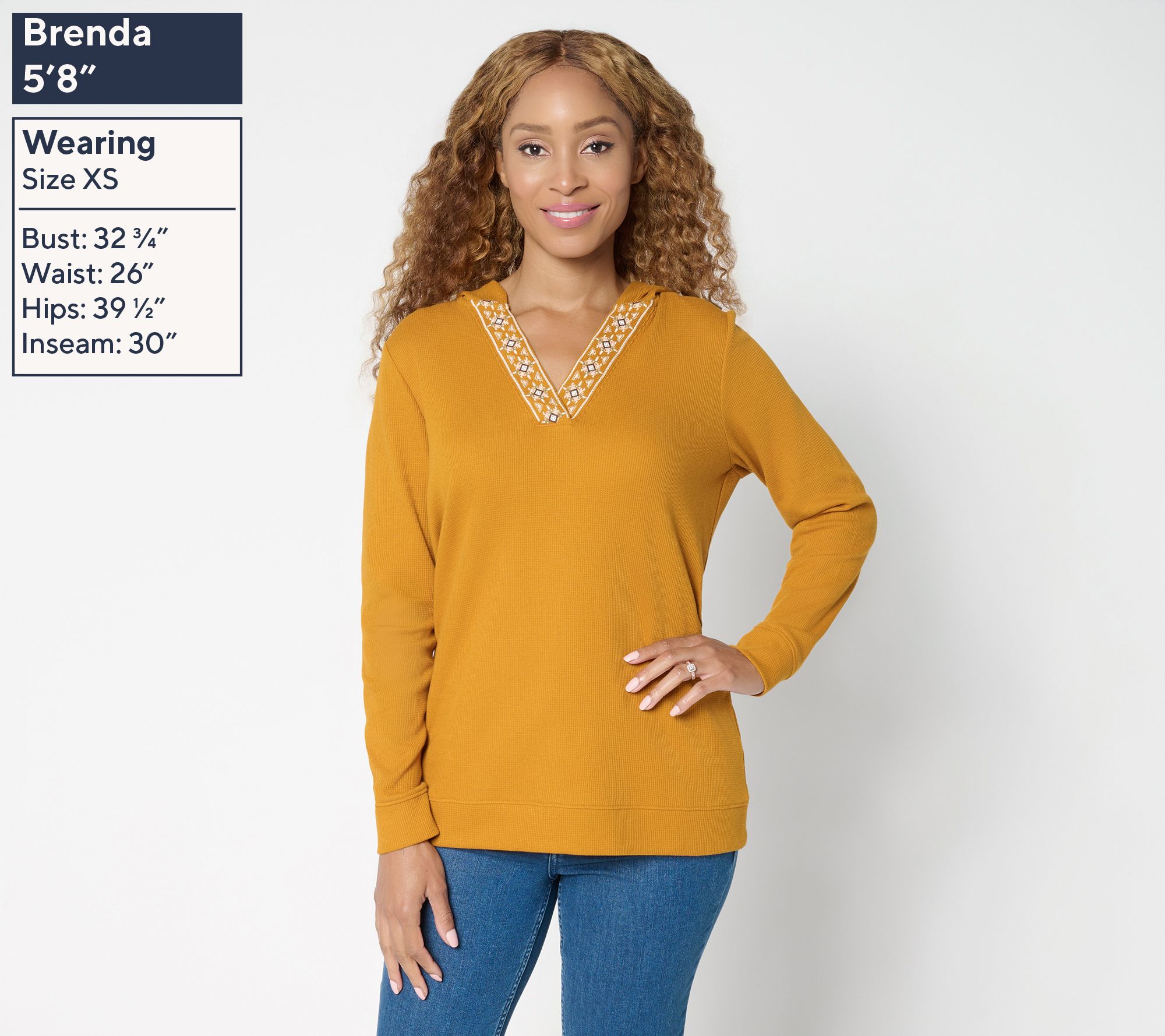 Denim & Co. Waffle Knit V-Neck Hooded Top - QVC.com