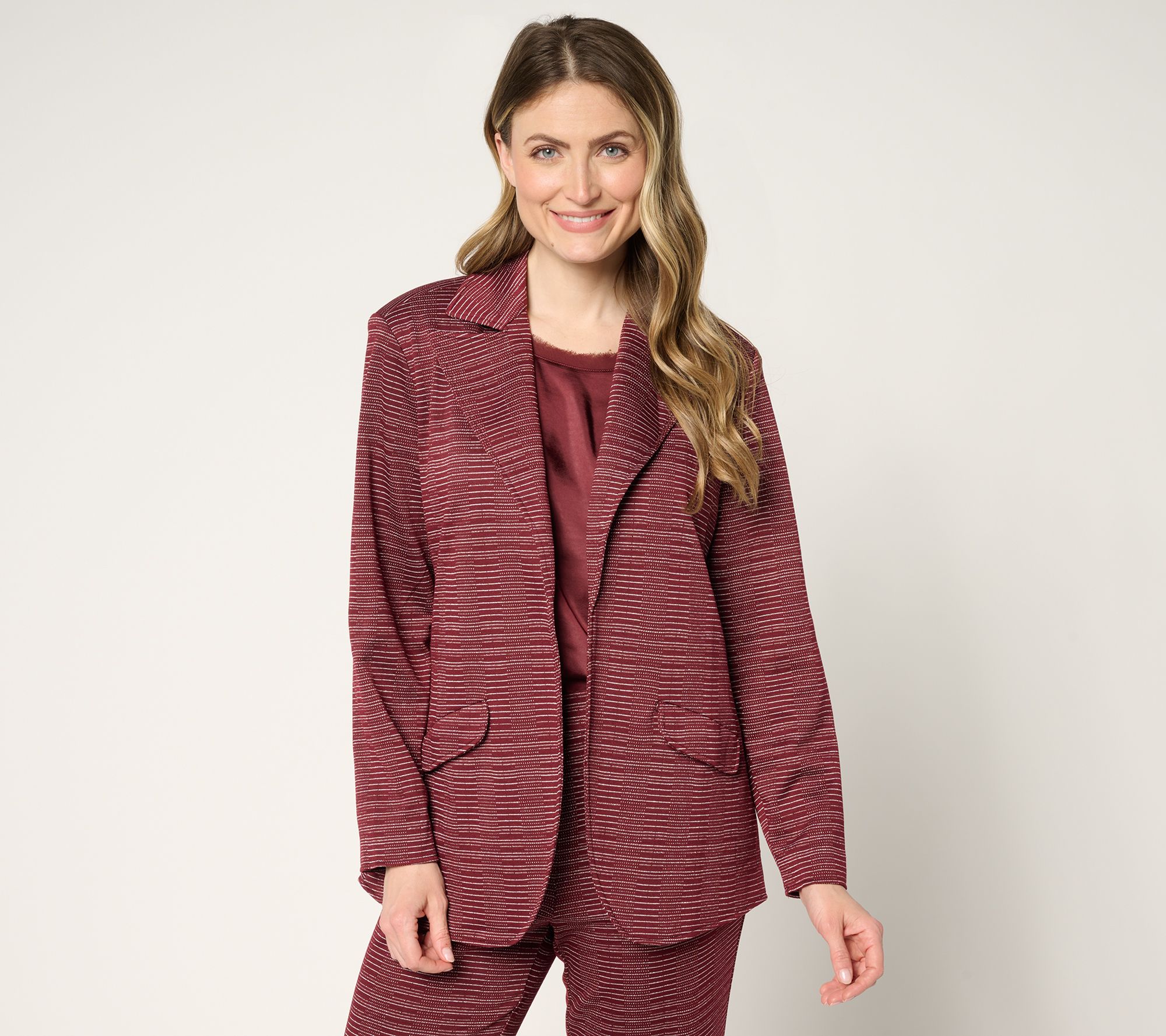 "As Is" by Stacy London Regular Knit Jacquard Blazer