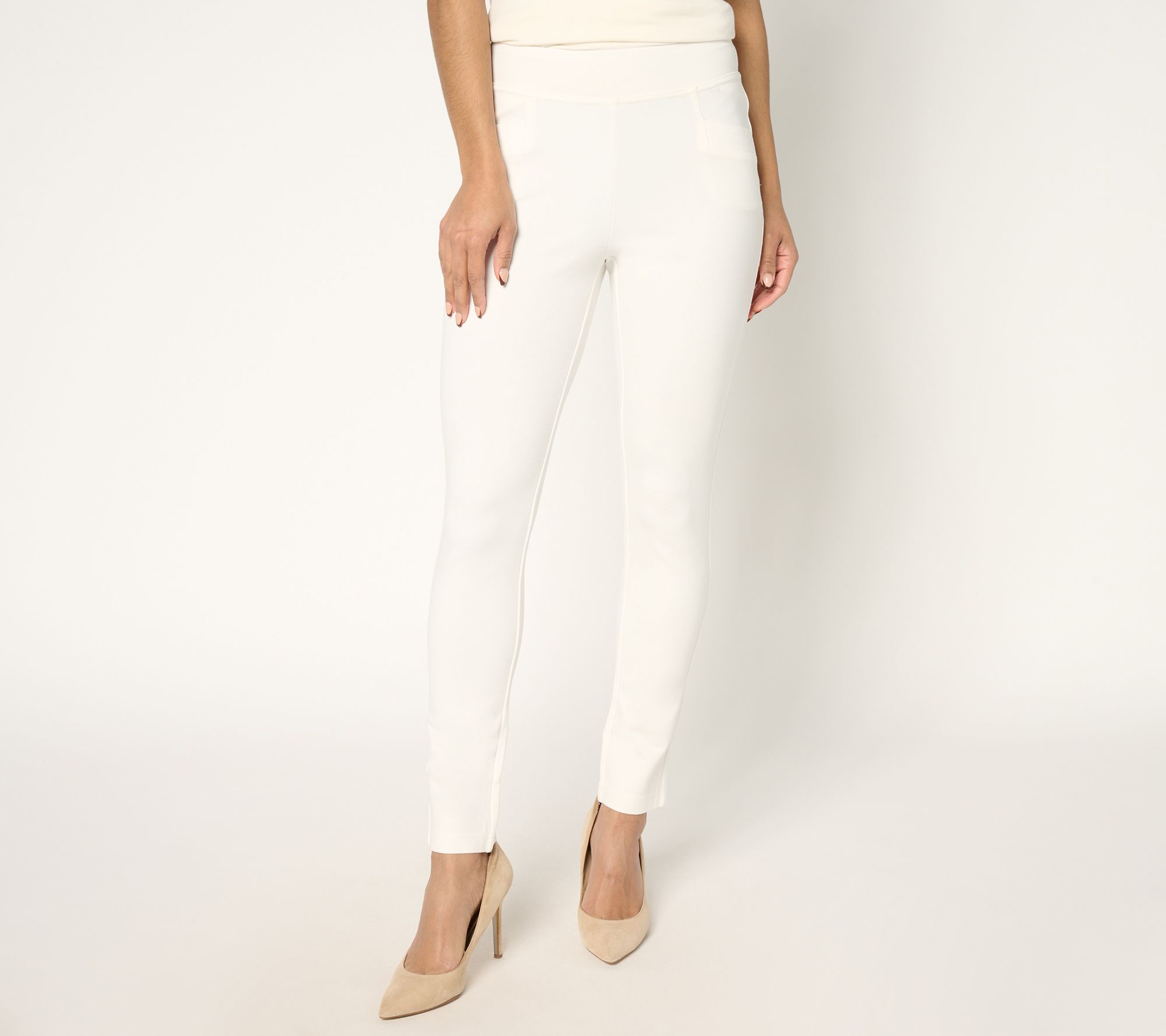 "As Is" Belle by Kim Gravel Petite Ponte Topstitch Ankle Leggings