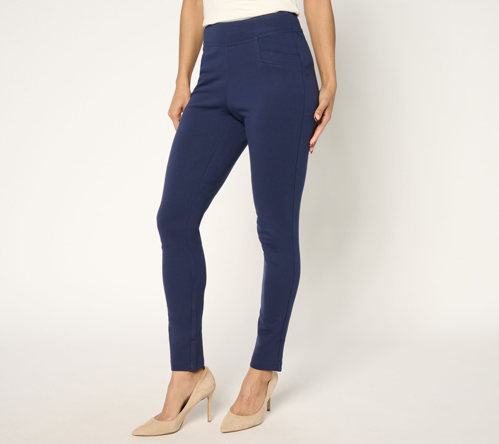"As Is" Belle by Kim Gravel Petite Ponte Topstitch Ankle Leggings