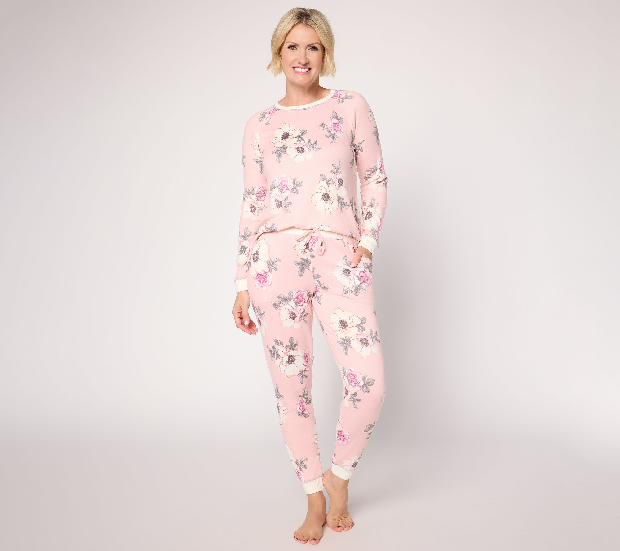 Cuddl Duds Bliss Knit Crew Neck & Jogger PJ Set