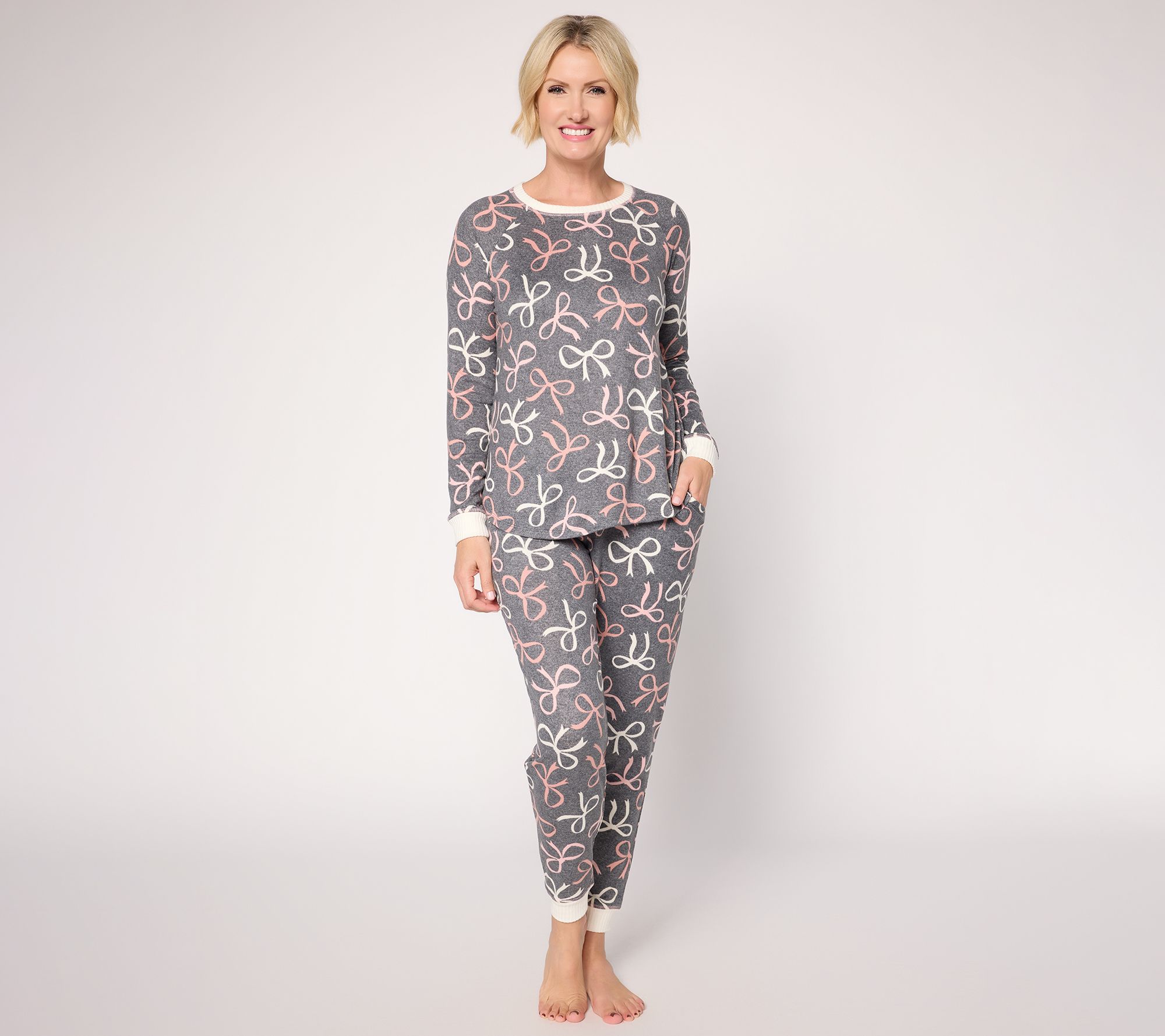 Cuddl Duds Bliss Knit Crew Neck & Jogger PJ Set
