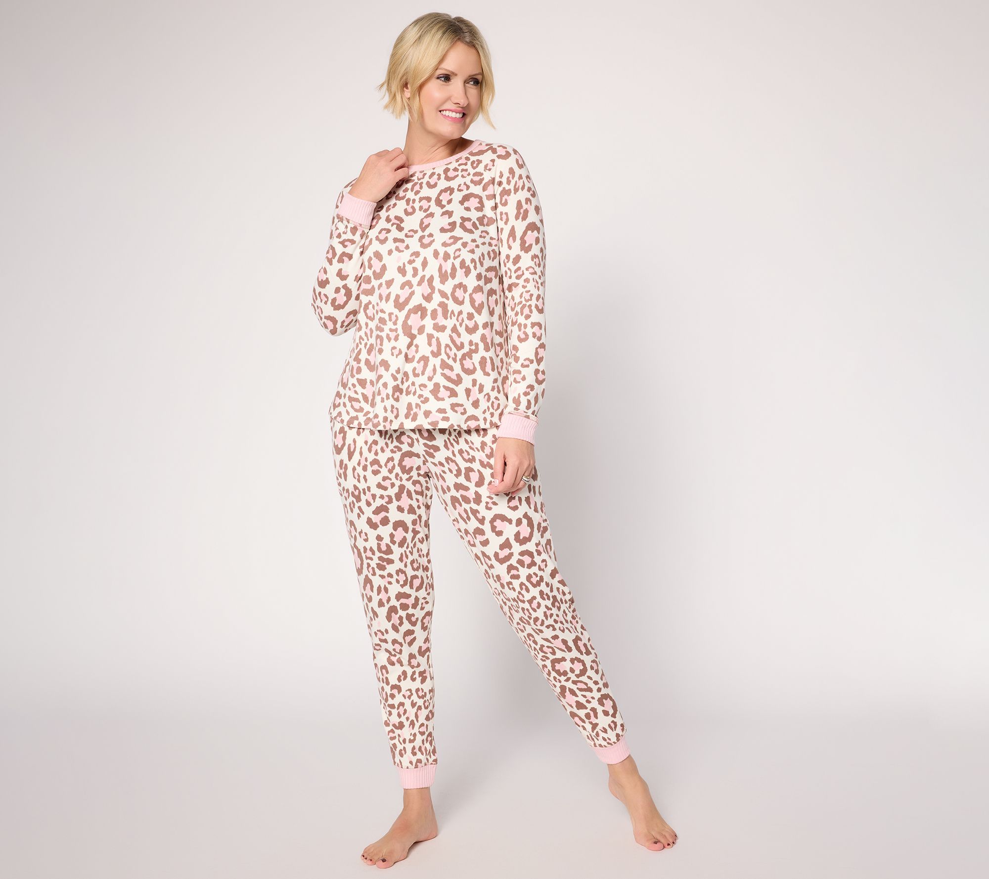 Cuddl Duds Bliss Knit Crew Neck & Jogger PJ Set