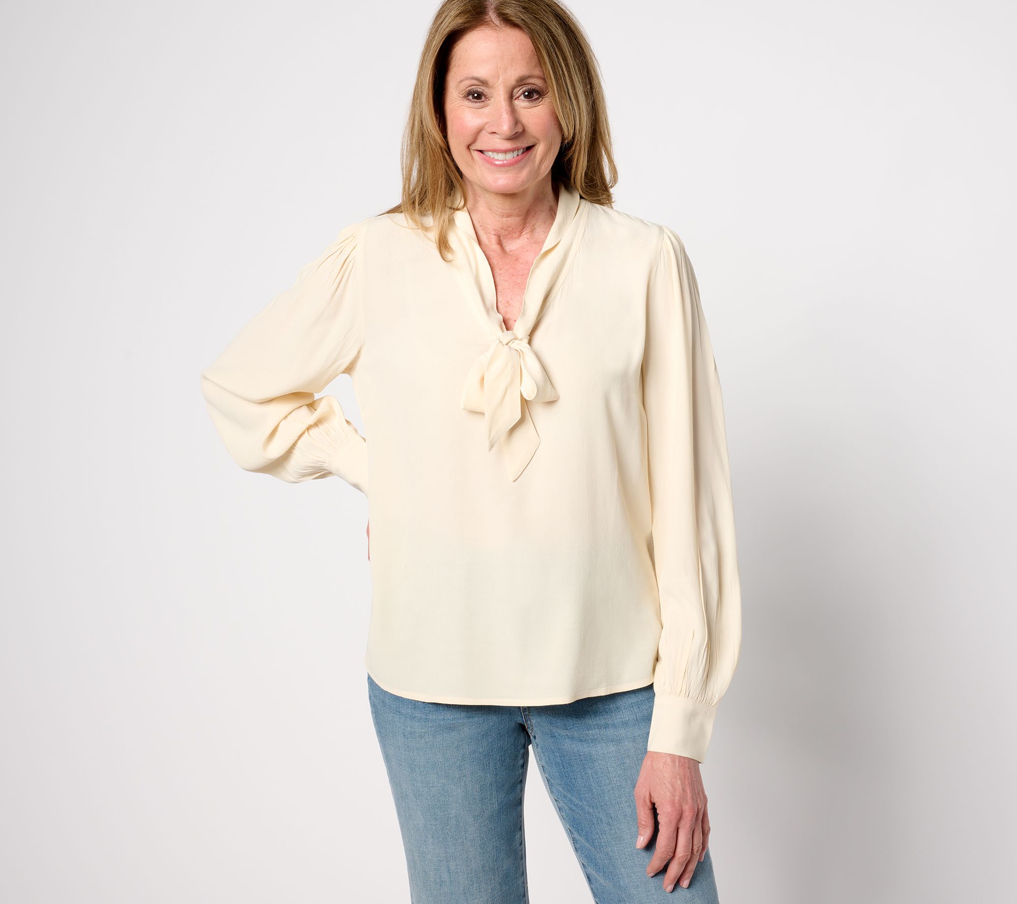 "As Is" Me by Jennie Garth Petra Tie Blouse