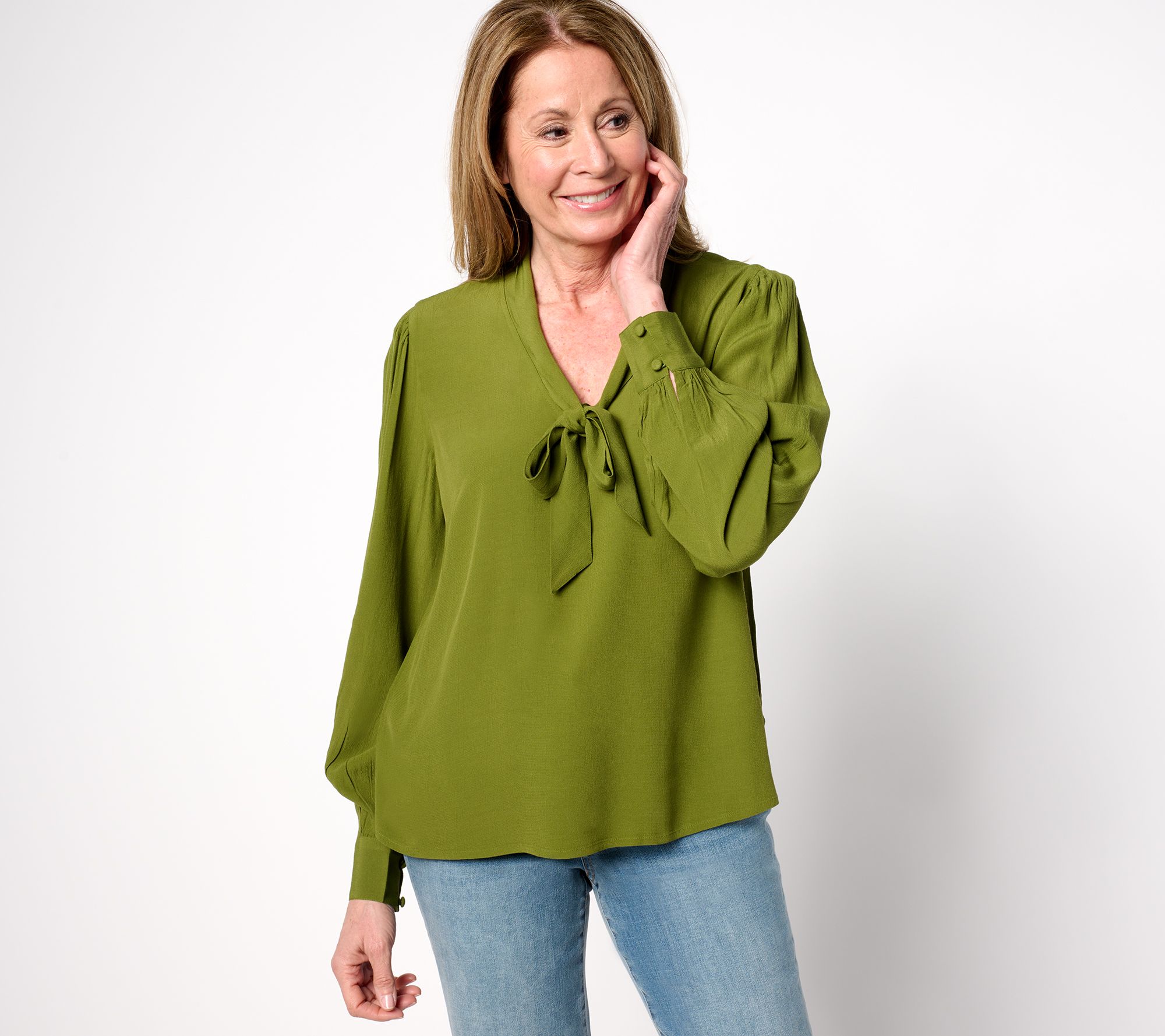 "As Is" Me by Jennie Garth Petra Tie Blouse