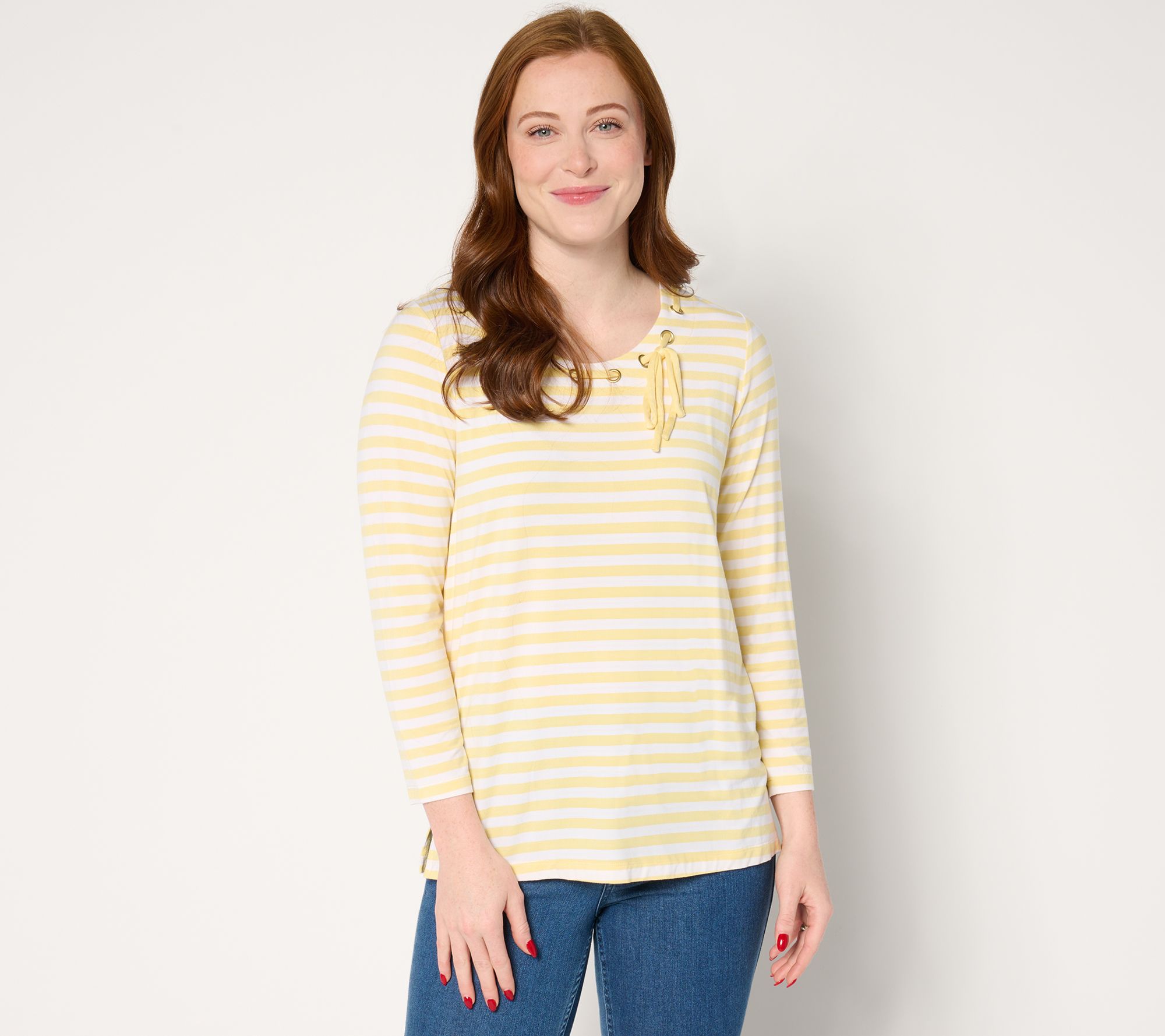 "As Is" Belle by Kim Gravel Seas the Day Sailor Striped Bow Tied Top
