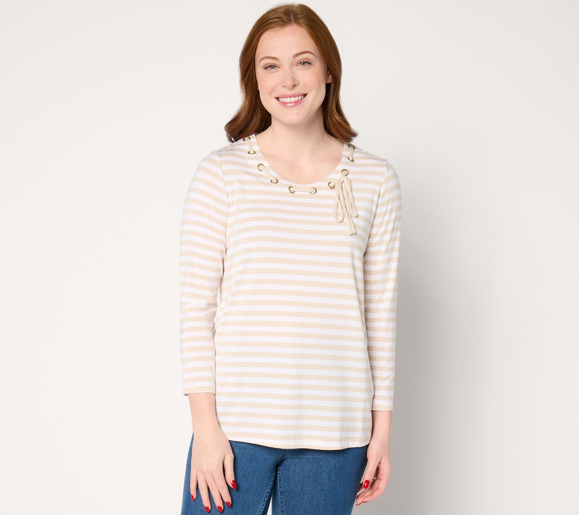 "As Is" Belle by Kim Gravel Seas the Day Sailor Striped Bow Tied Top