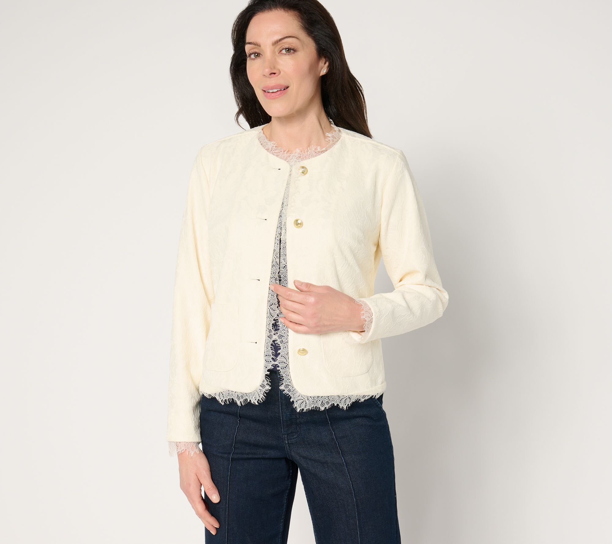 "As Is" BEAUTIFUL by Lawrence Zarian Button Front Knit Jacket