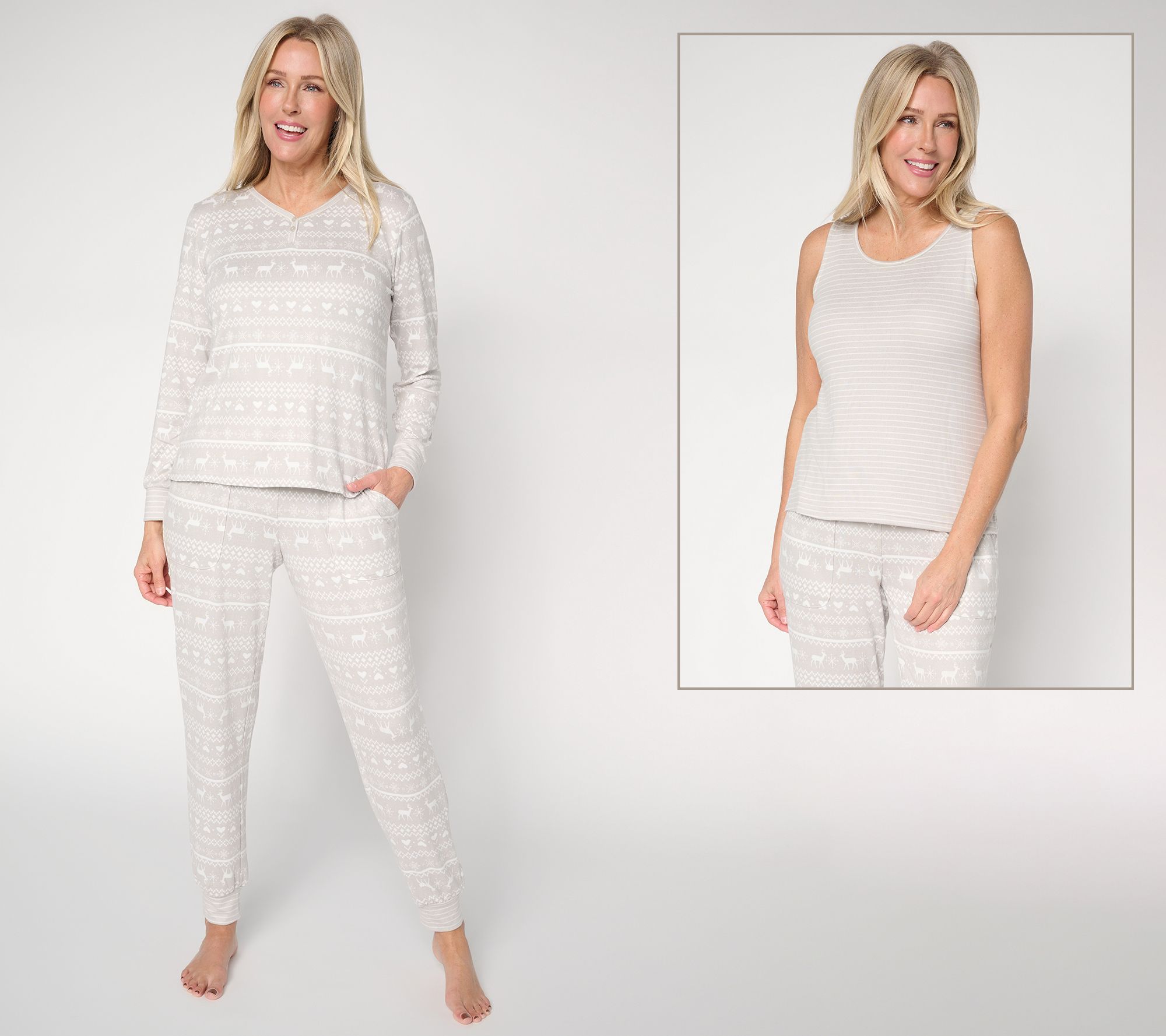MUK LUKS Butterknit Henley, Tank, and Jogger Pajama Set