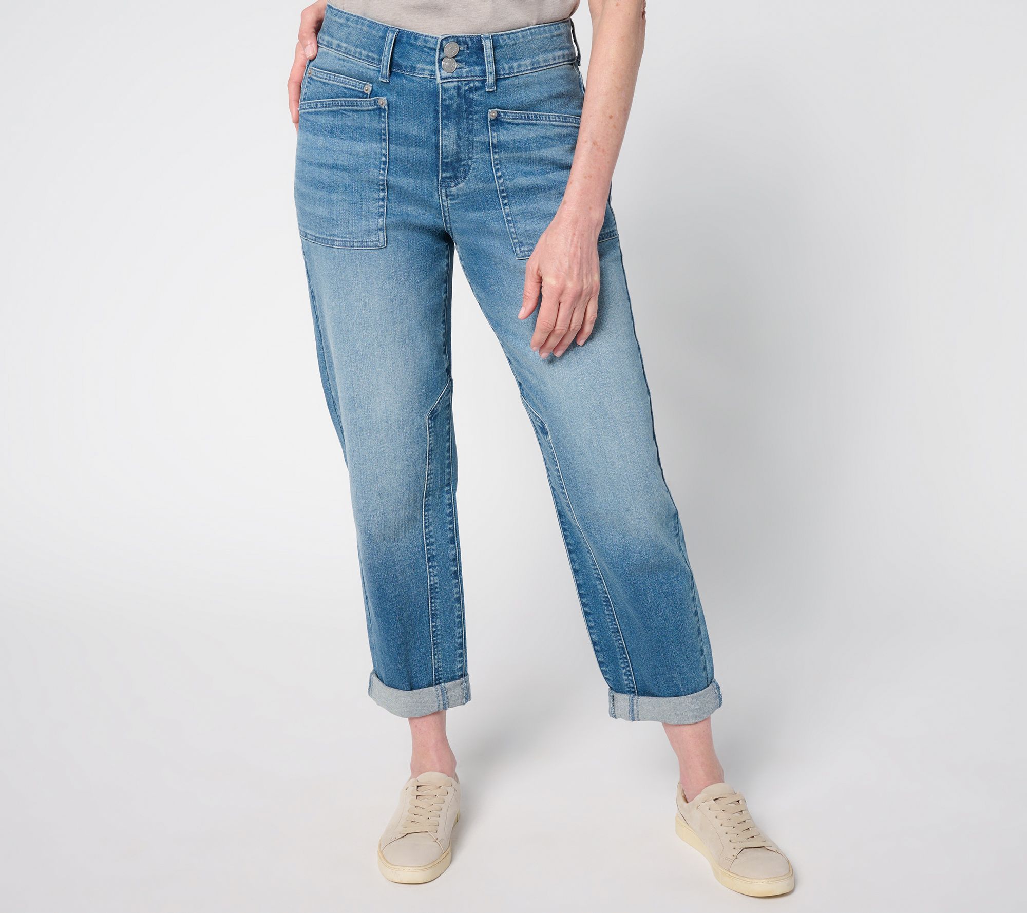 "As Is" LOGO by Lori Goldstein Petite Indigo Straight Leg Ankle Jeans